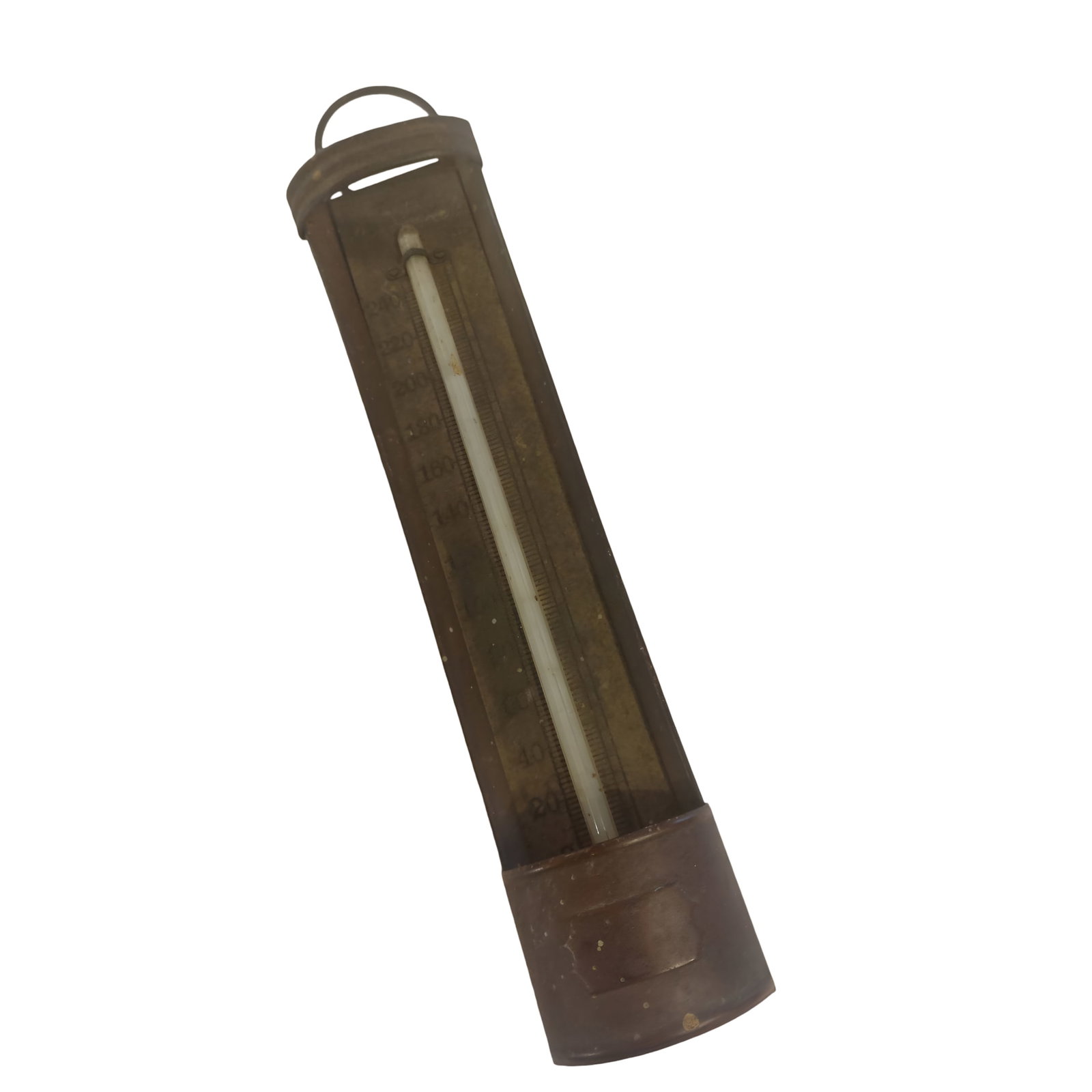 Antique Wall-Mounted Metal Thermometer with Glass Tube (1 of 3)