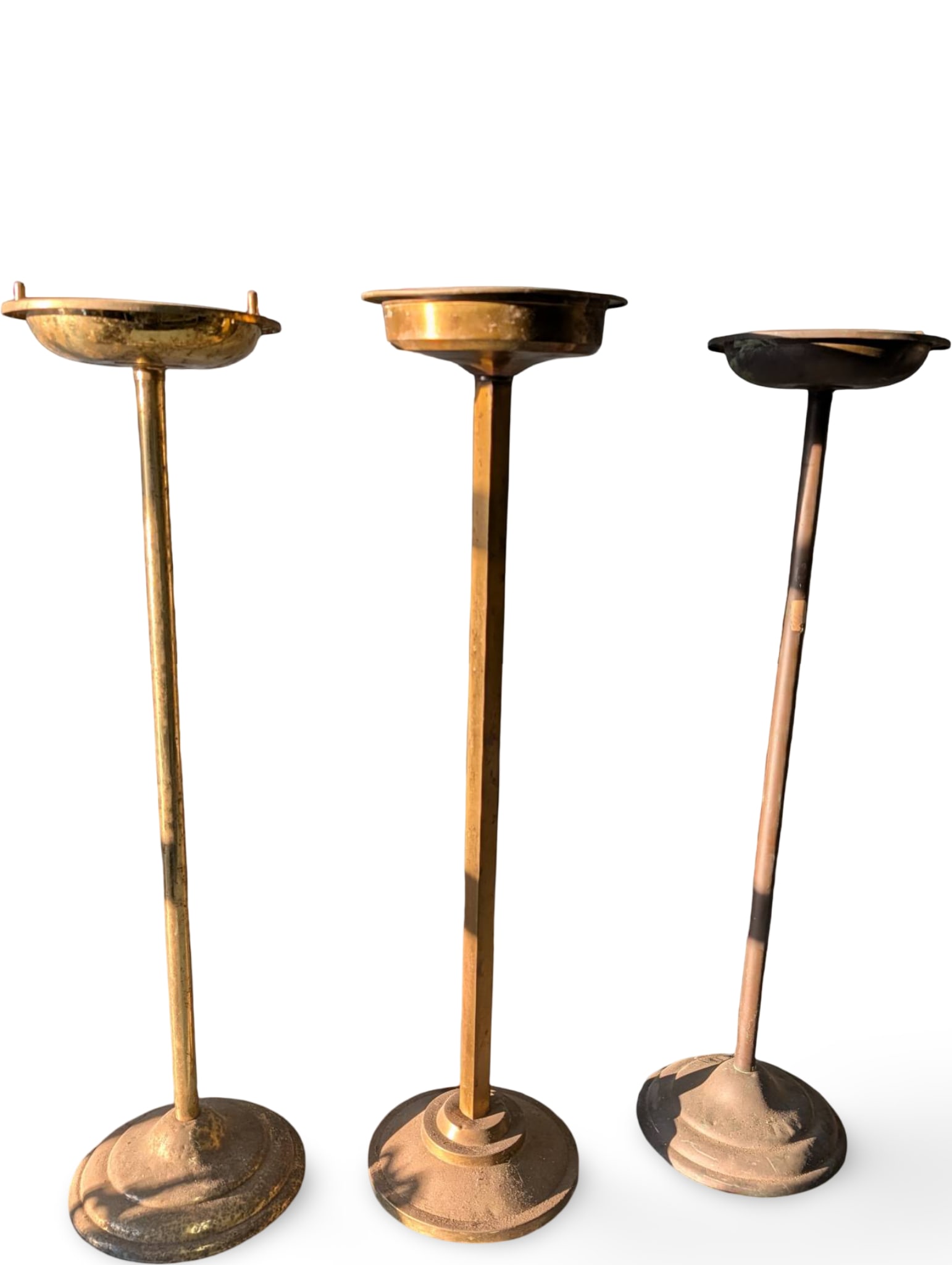 Three Brass and Copper-Toned Metal Stands, 27 Inches Tall (1 of 3)