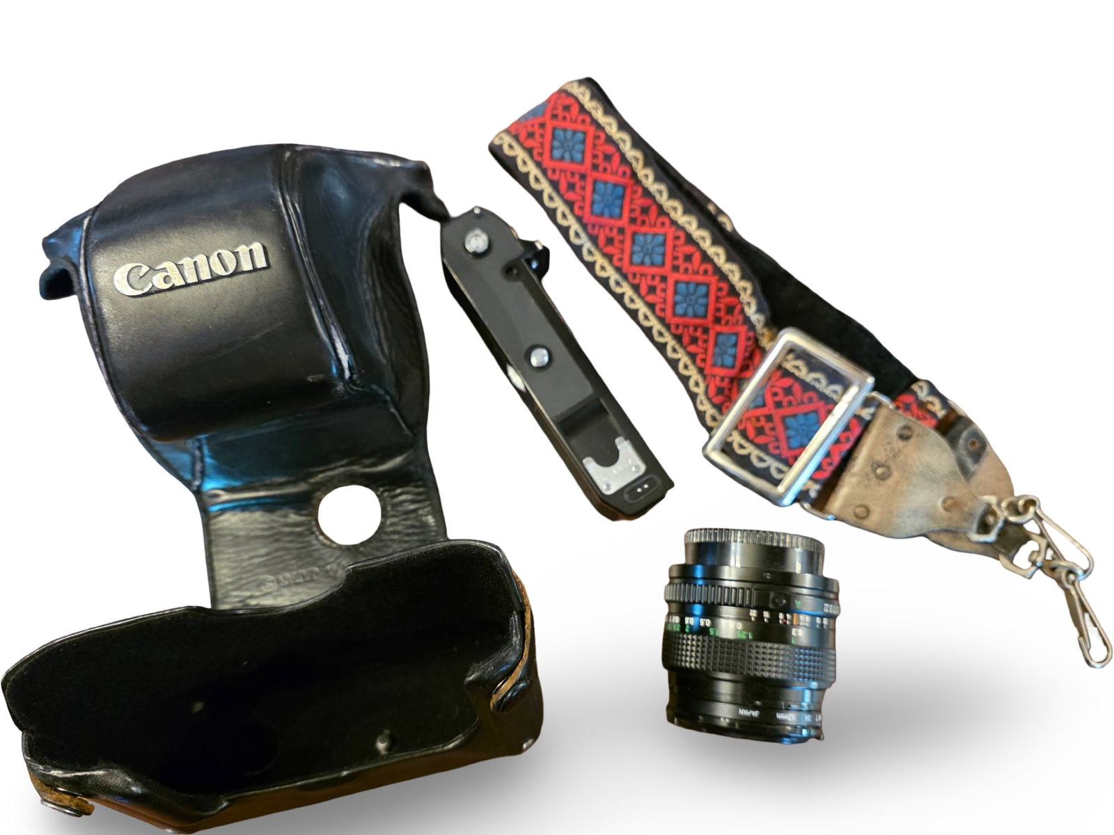 Canon Camera Accessories Including Lens, Power Winder, Case, and Strap (1 of 9)