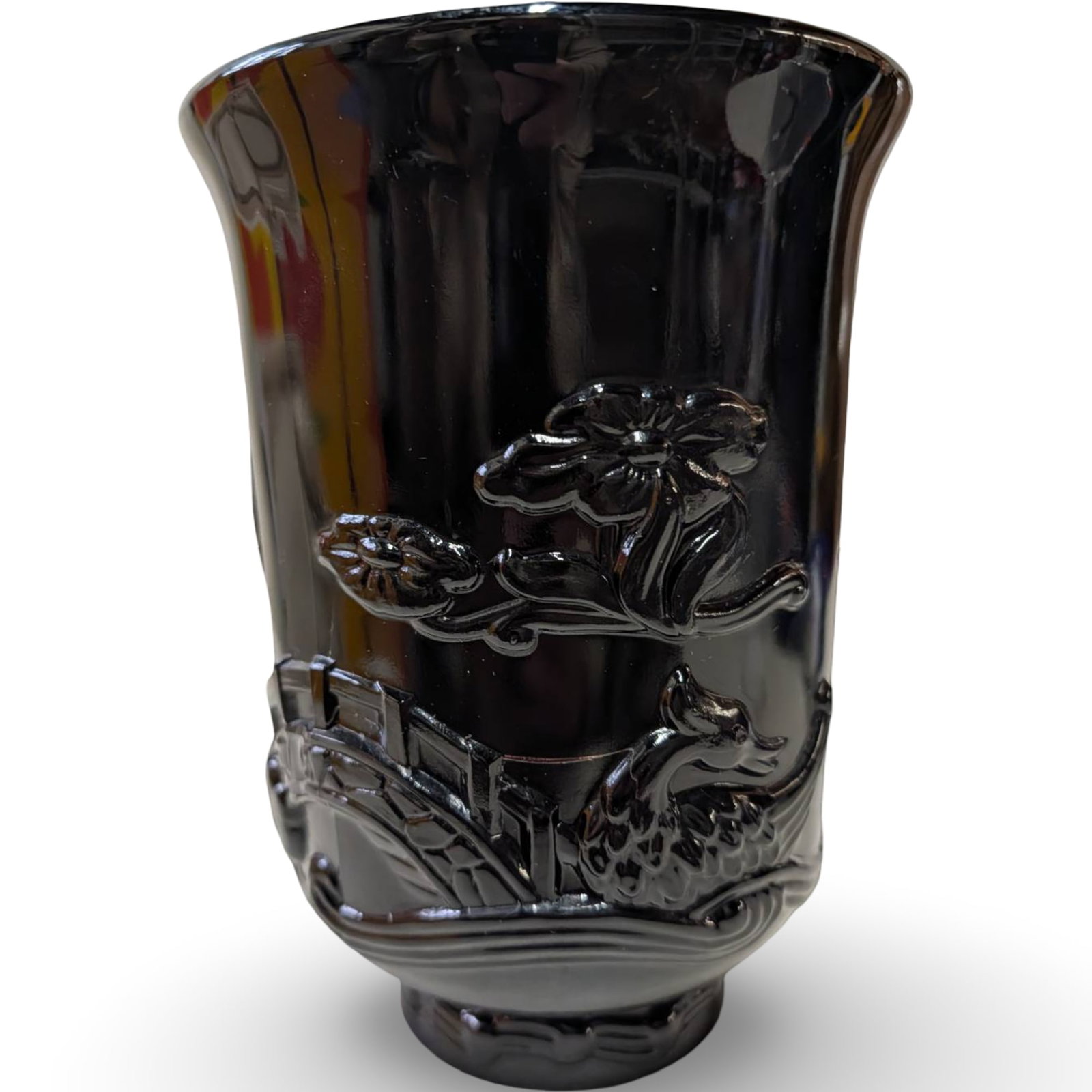Vintage Black Amethyst Glass Candlestick Holders by L.E. Smith (1 of 8)