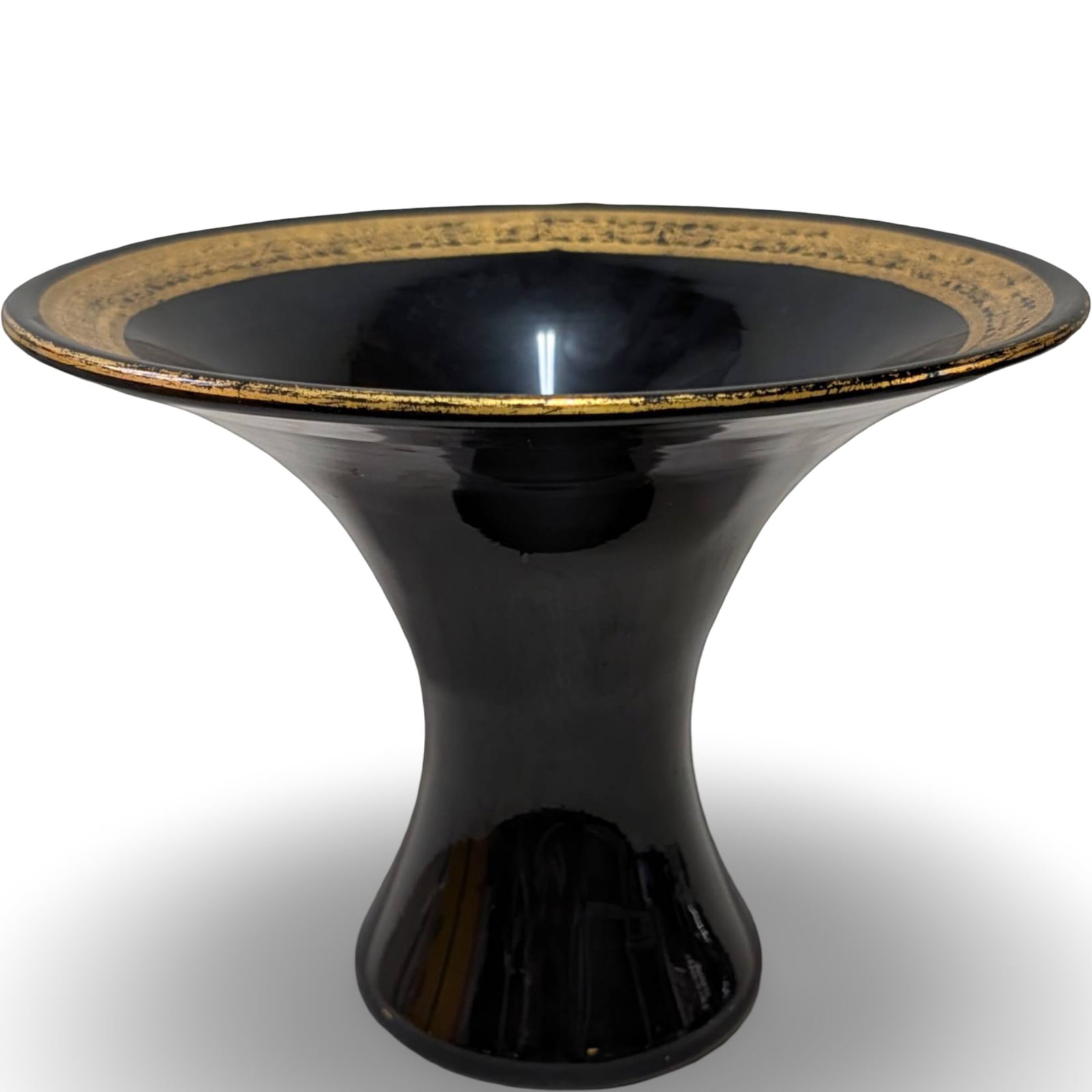 Black Amethyst Glass Tapered Candlestick Holder, 3.5 Inches Tall: Black amethyst glass candlestick holder featuring a tapered design. Measures approximately 3.5 inches in height. Smooth, reflective surface with a flared base for stability. Suitable for holding taper