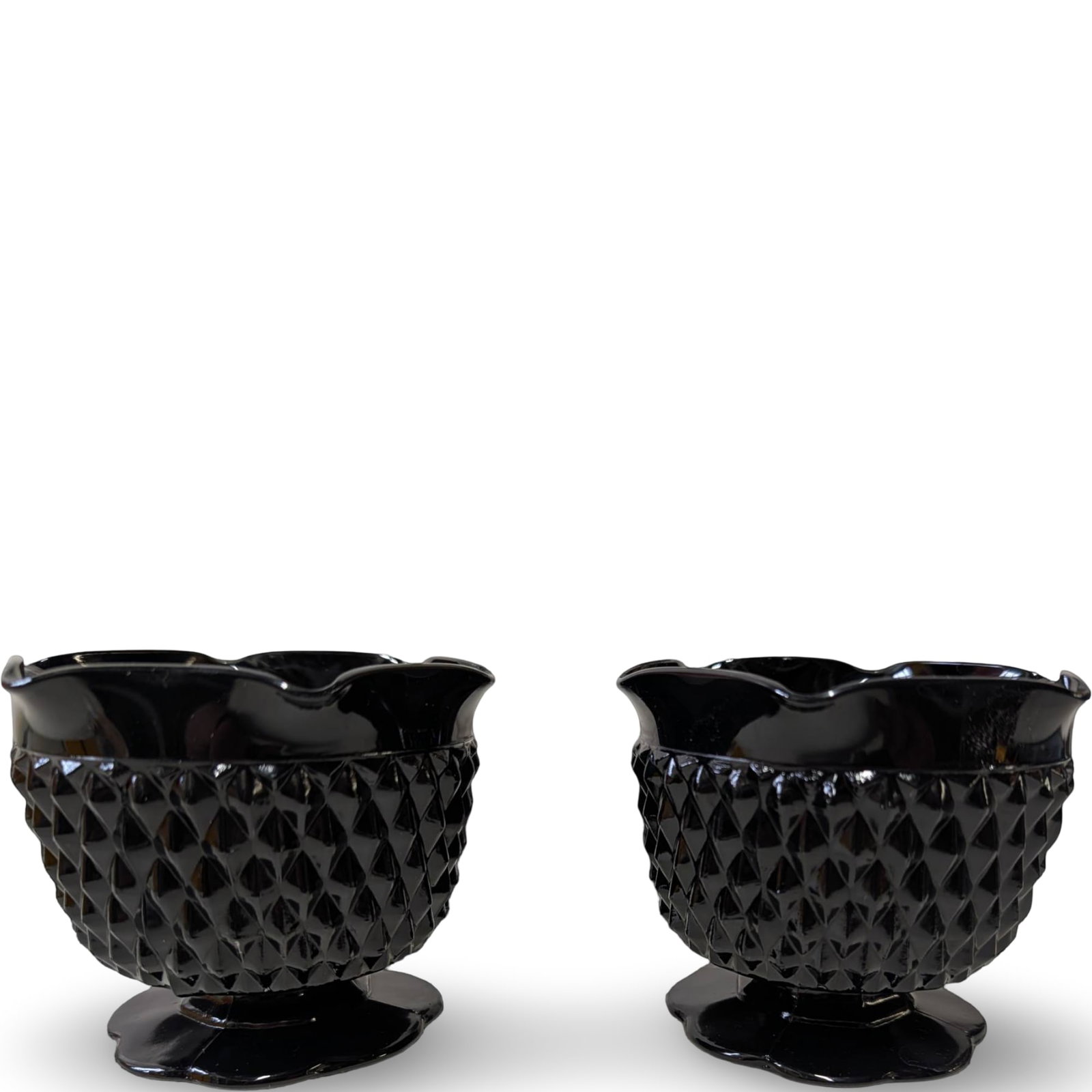 Fenton Black Amethyst Glass Lotus Bowl with Scalloped Edge, 1930s, 9 In. (1 of 5)