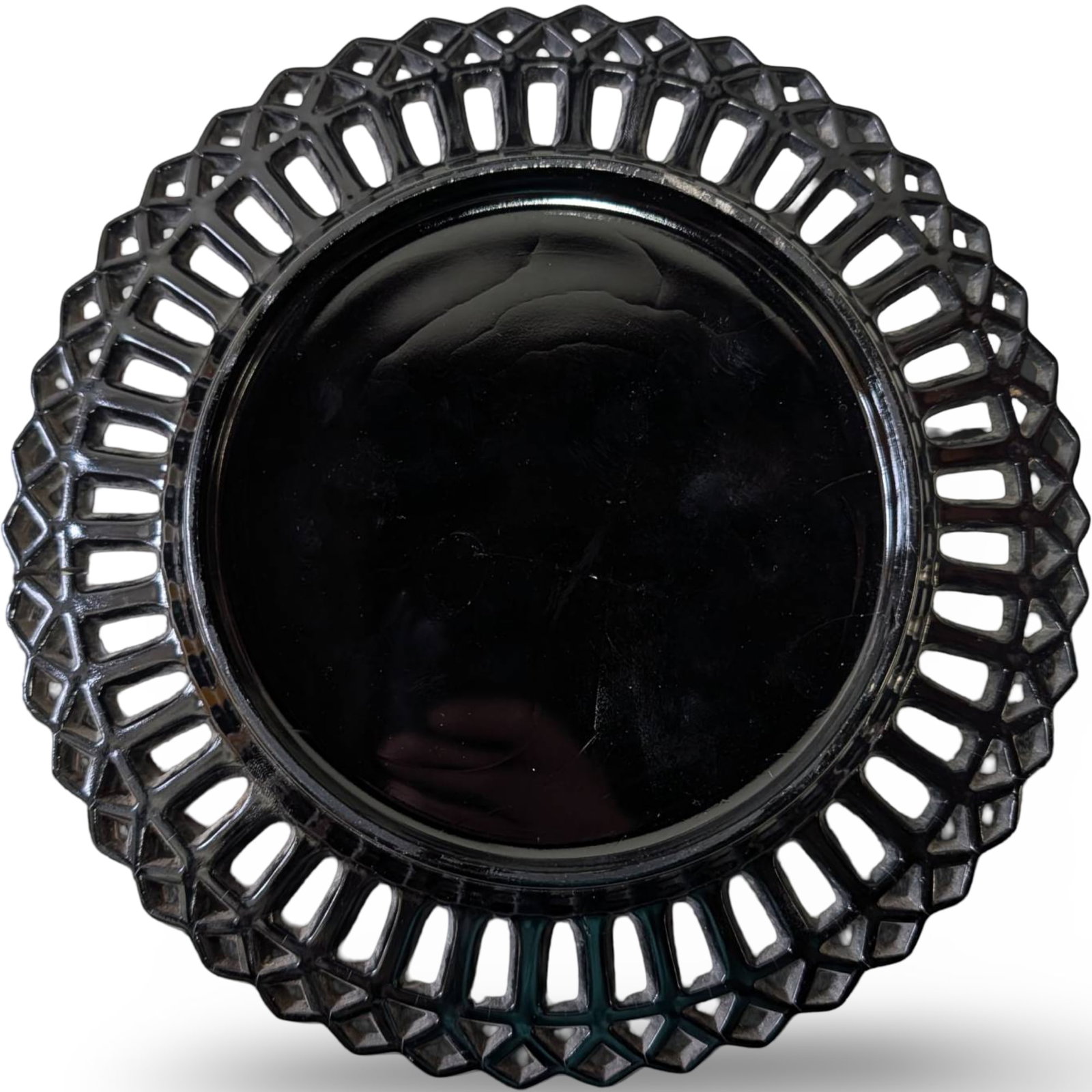 Six Vintage Black Etched Milk Glass Goblets with Sterling Silver Floral Overlay (1 of 3)