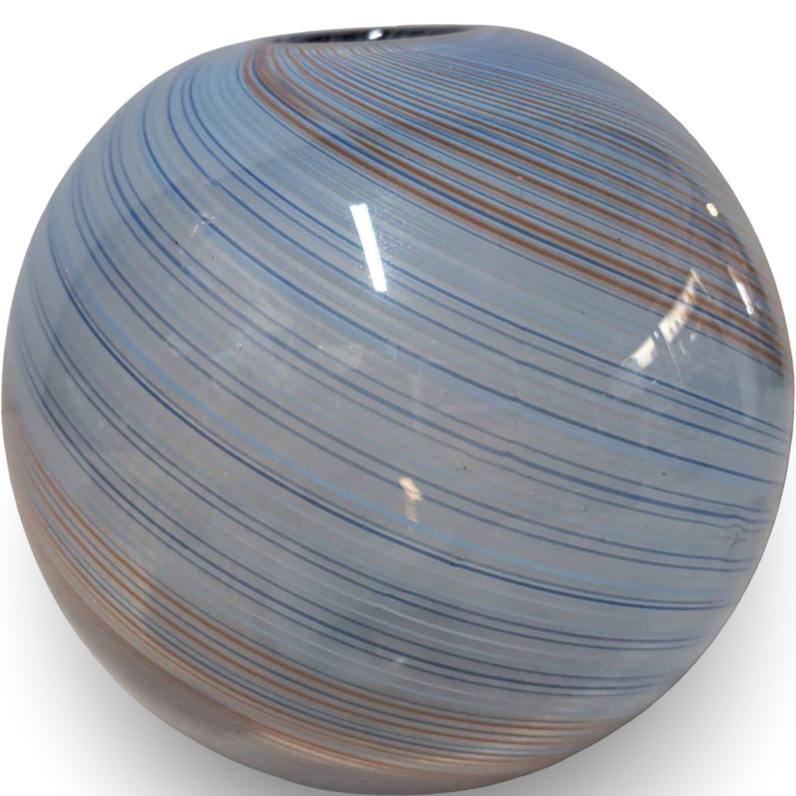 Vintage Dansk International Designs Mezza Filigrana Art Glass Vase, Blue and Copper Stripes (1 of 3)
