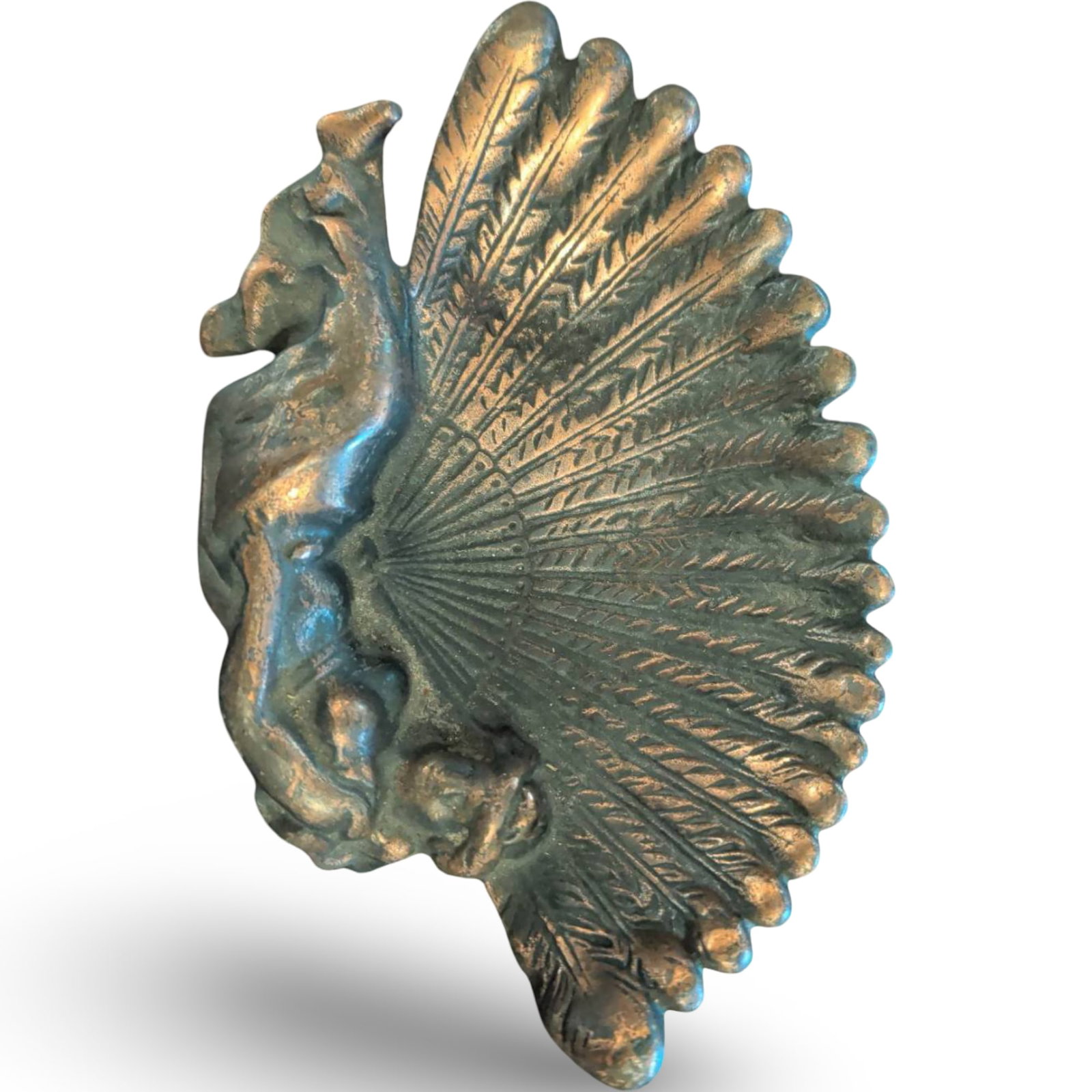 Bronze Art Deco Calling Card Dish with Shell and Reclining Figure, 6 x 4 in. (1 of 4)