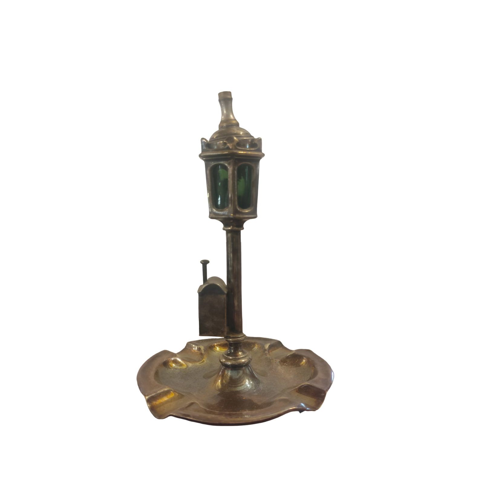Silver-Plated Tabletop Ashtray with Attached Lighter (1 of 2)