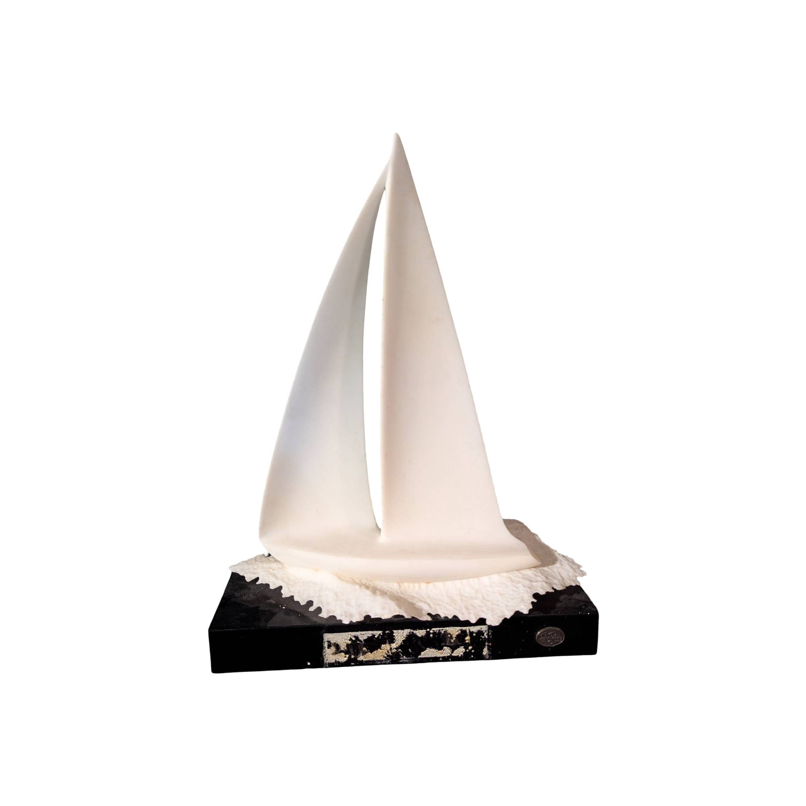 John Perry Resin Sailboat Sculpture on Eboniteâ„¢ Base, Alameda Yacht Club Trophy: John Perry-designed resin sculpture awarded as the "Racer of the Year 1997" trophy by The Alameda Yacht Club. Features a Pellucideâ„¢ sailboat atop an Eboniteâ„¢ base, measuring 11-1/2" x 3-5/