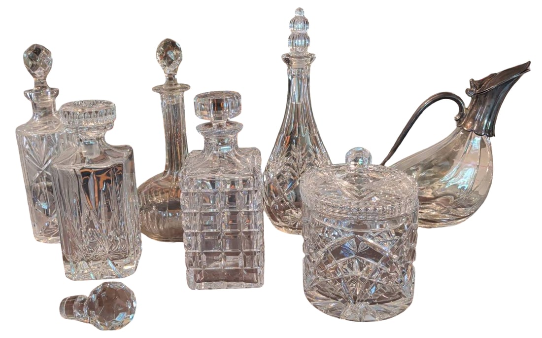 Cut Glass Decanters and Carafes, Largest 13 Inches Tall (1 of 3)