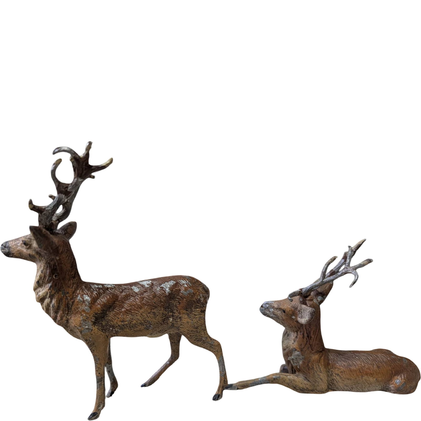 Two Cast Metal Deer Figures, Standing and Resting (1 of 3)