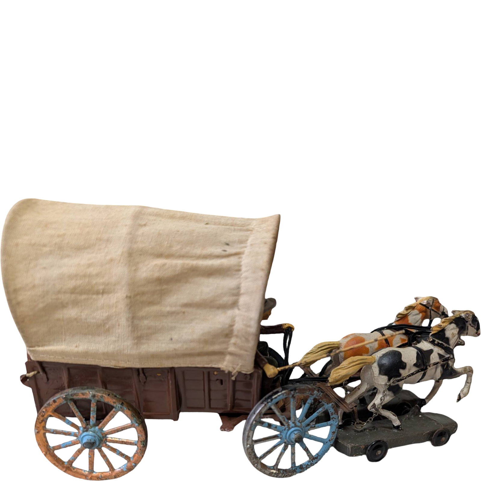 Elastolin Composition Conestoga Wagon with Driver, 11 in Long - 3