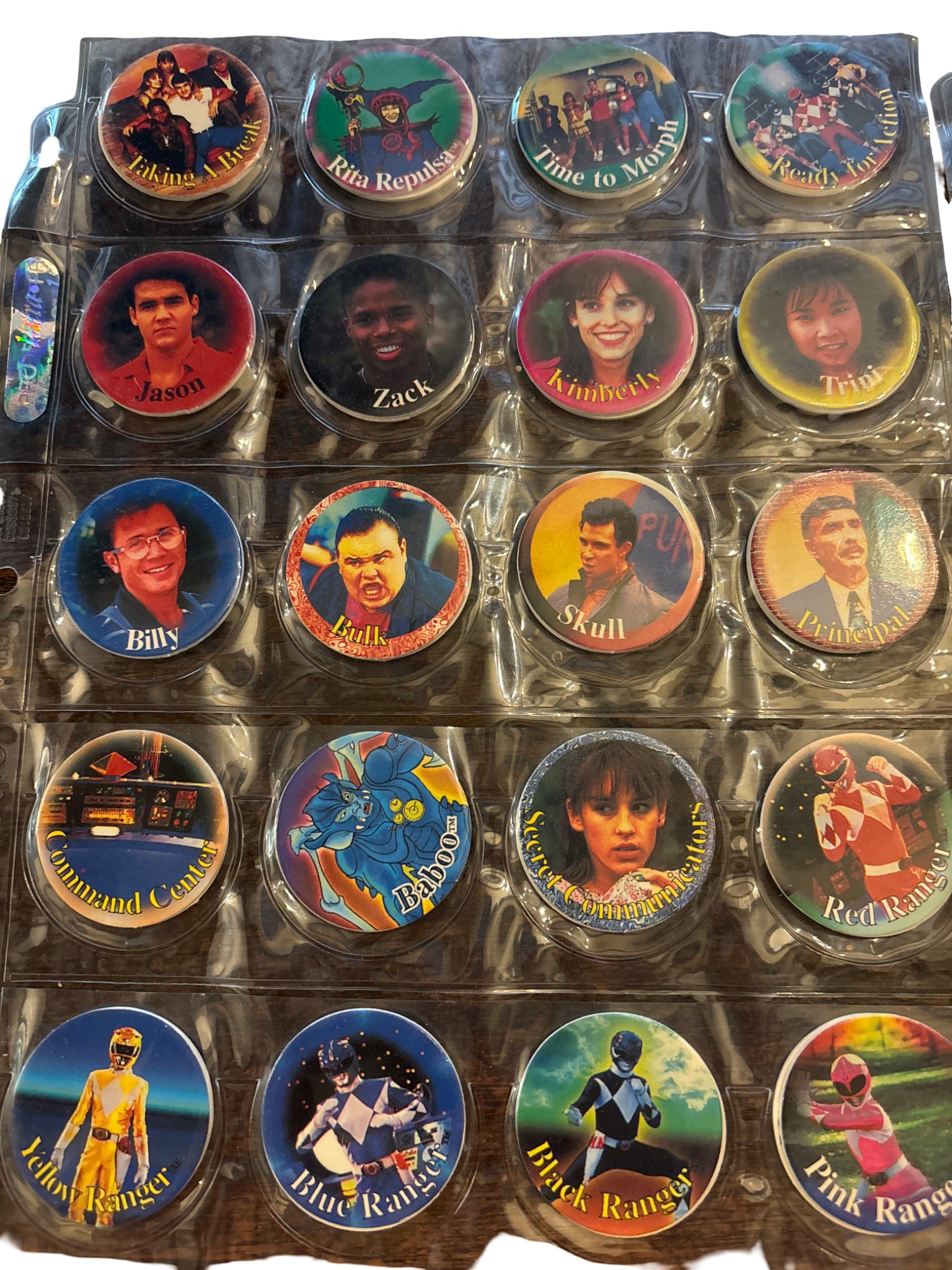 Complete Set of Power Rangers Pog Caps 1-50 with Collect-A-Card Branded Backing (1 of 4)