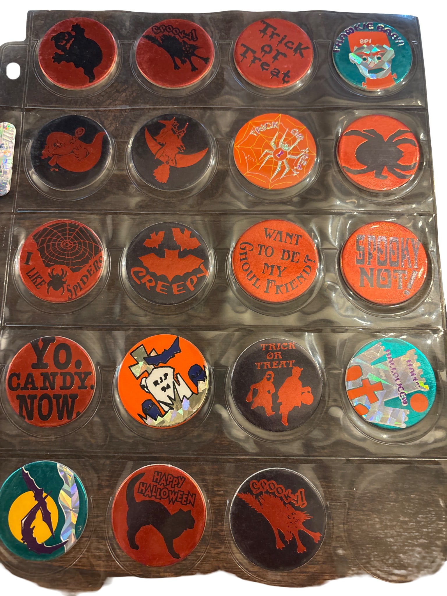 19 Halloween-Themed Pog Milk Caps in Plastic Holder (1 of 1)