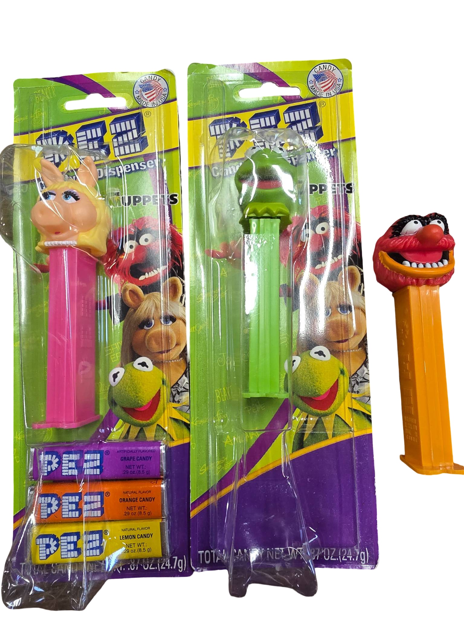 Three Muppets-Themed PEZ Dispensers, Including Miss Piggy, Kermit, and Animal (1 of 1)