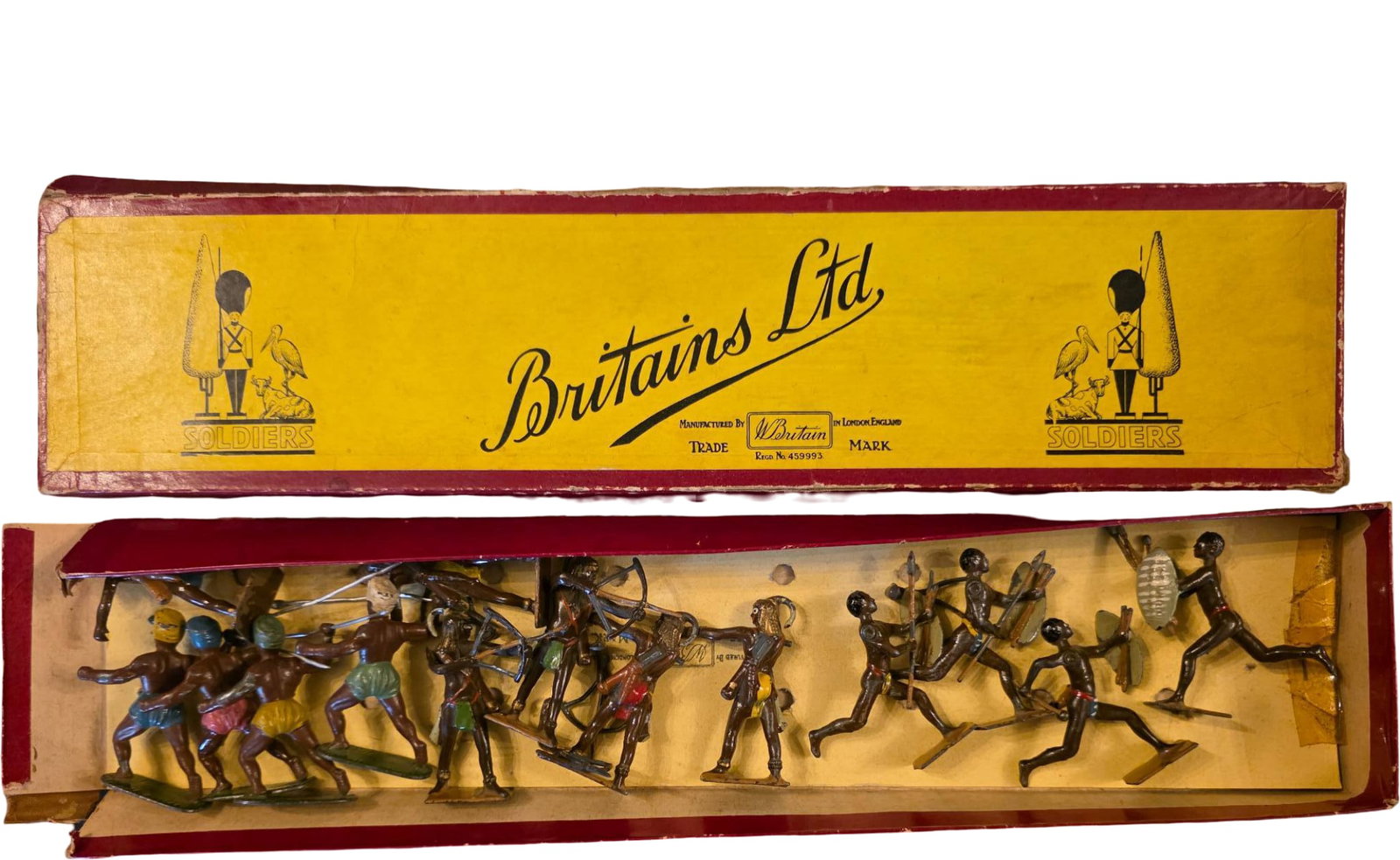 Fourteen Britains Ltd. Lead Figures Depicting Tribal Warriors in Original Box (1 of 3)