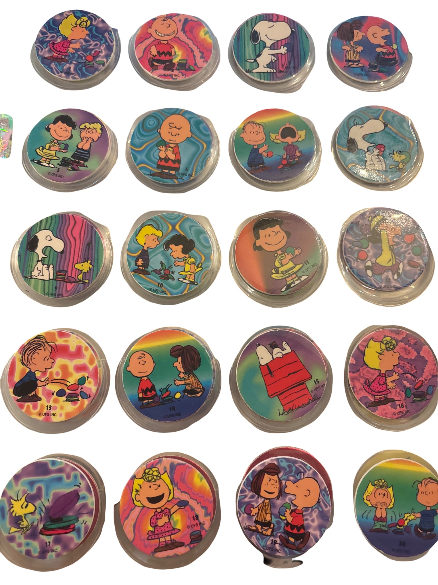 39 ‘Peanuts’ Character Pogs with Storage Pages (1 of 2)