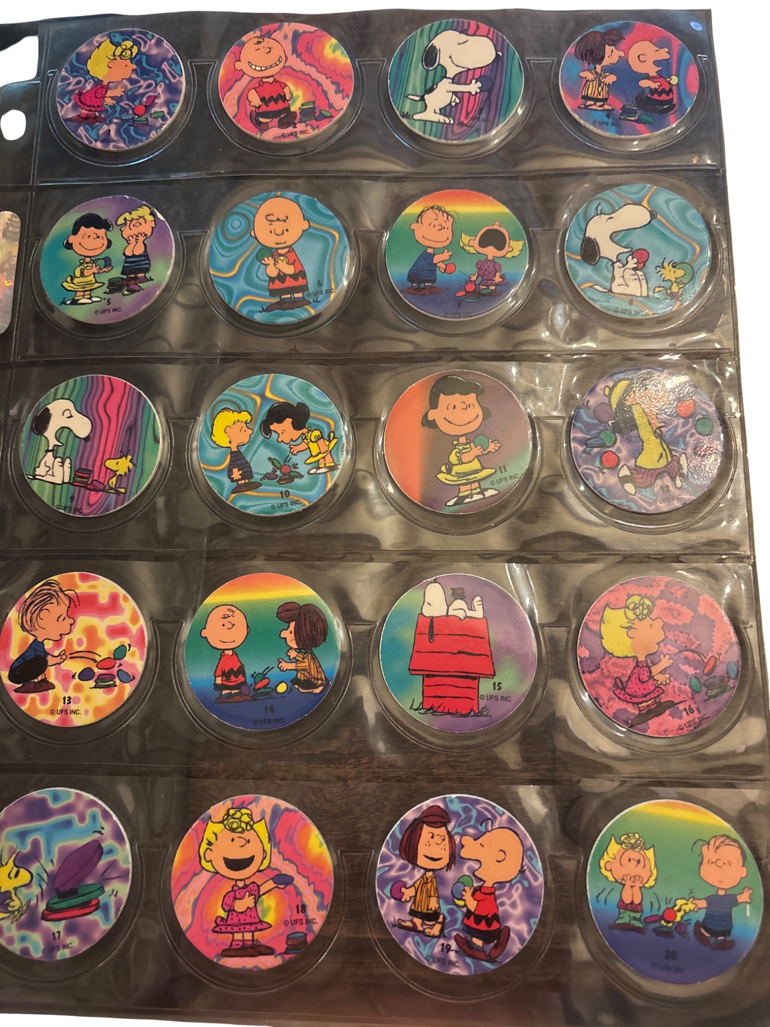 Pog Milk Caps Featuring Peanuts Characters in Plastic Sleeves (1 of 2)