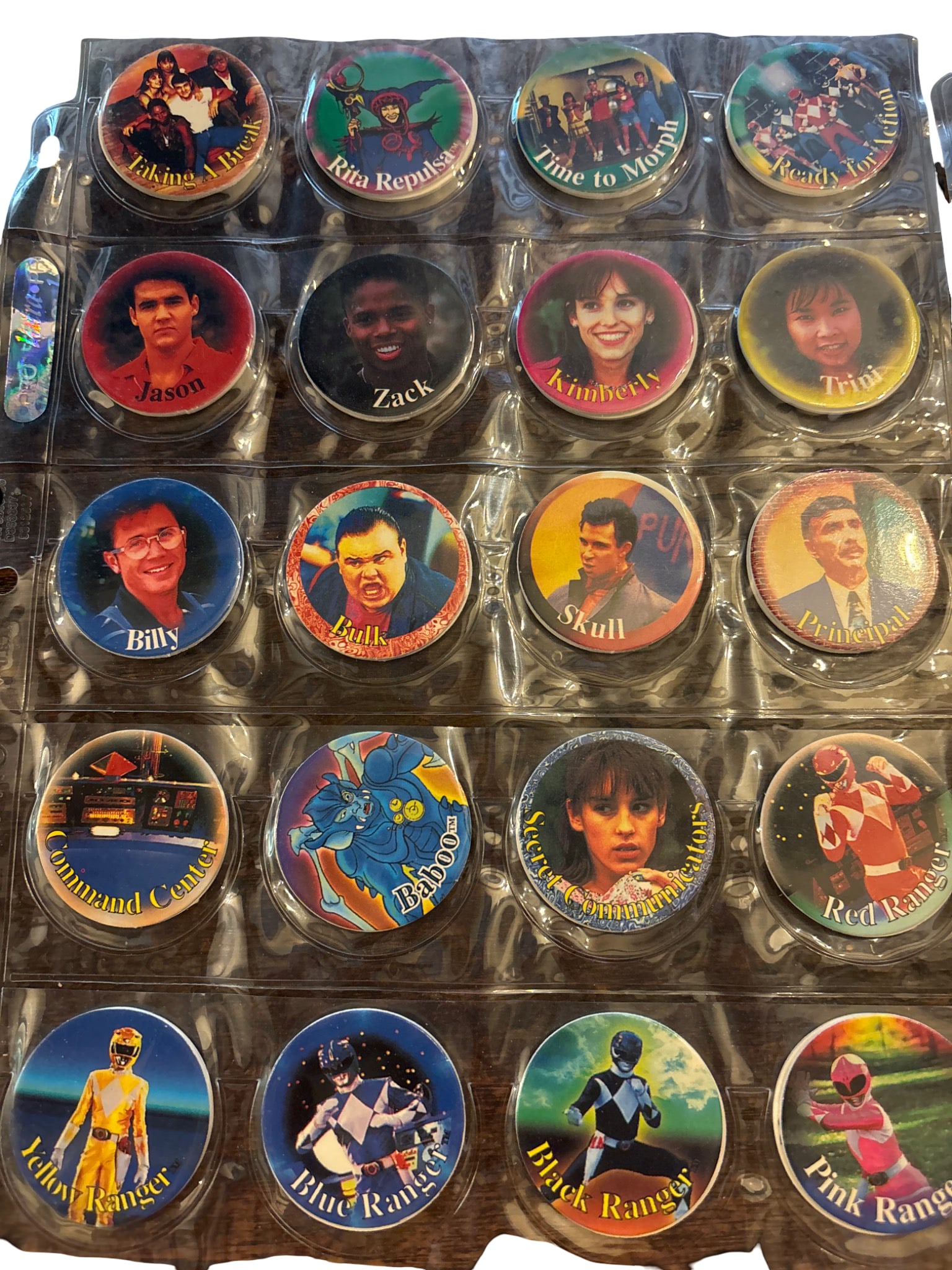 Complete Set of Power Rangers Pog Caps 1-50 with Collect-A-Card Branded Backing (1 of 4)