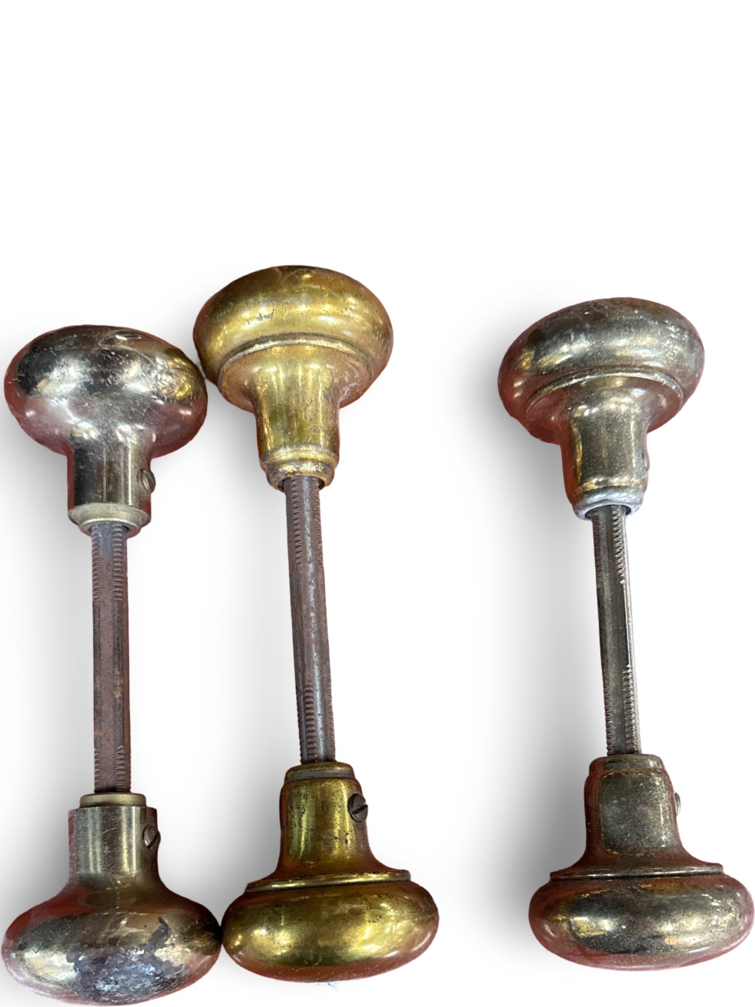 3 Vintage Metal Door Knobs with Spindle Hardware (1 of 3)