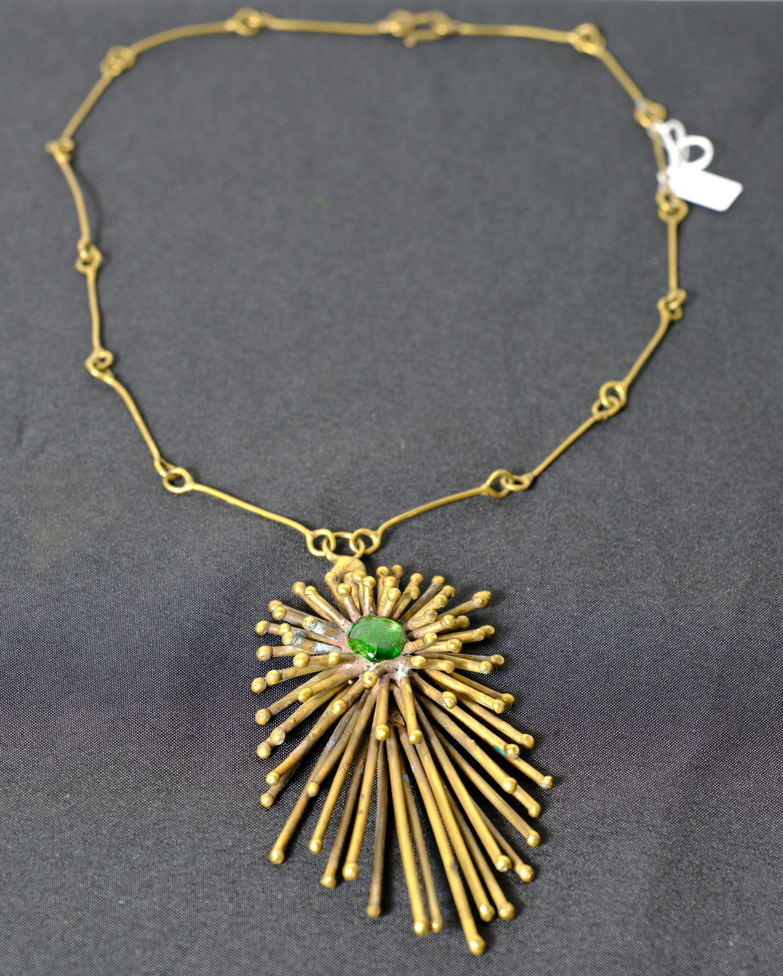 Pal Kepenyes, Brutalist Necklace: Mid-Century brass necklace L 20 x W 3 in.(medallion w/chain) L 5 3/4 x W 3in. (medallion)