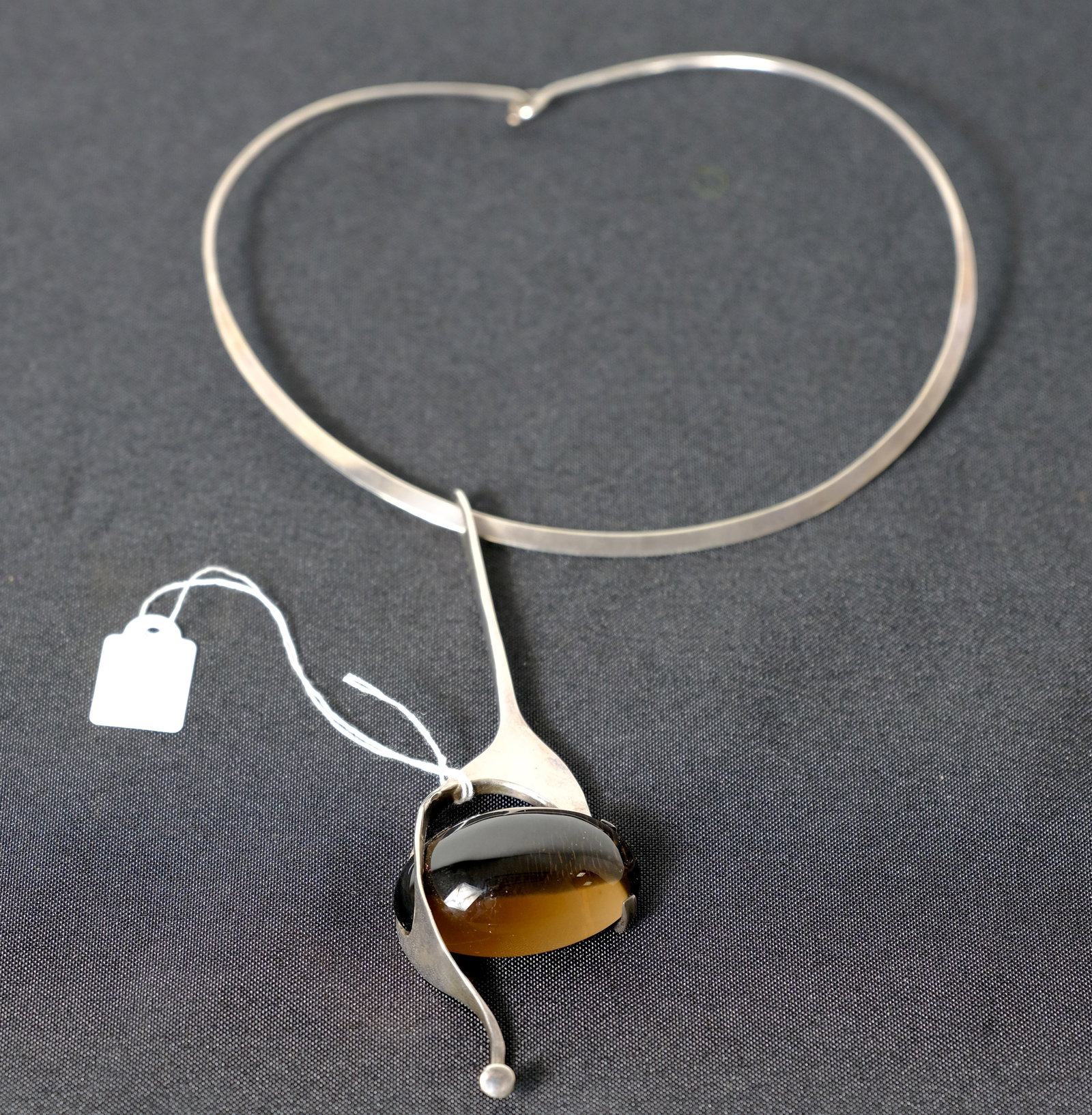 1970s Georg Jensen/Vivianna Torun Sterling Silver Collar Necklace With Quartz Pendent (1 of 2)
