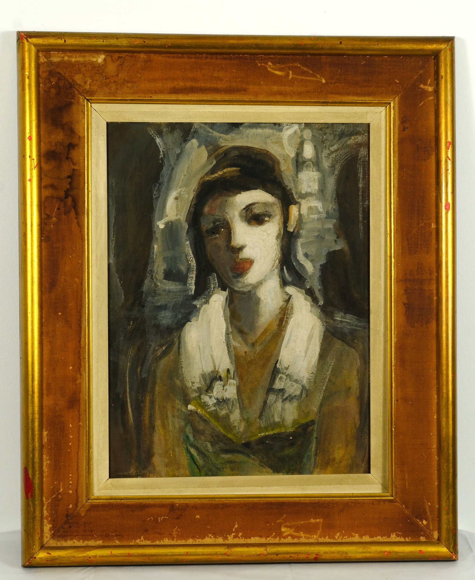 Theresa Bernstein Judaica Painting of Boy: Judaica Painting of Boy Painting size is 17 1/2 inches tall by 13 1/2 inches wide with frame 23 1/4 inches by 19 1/4 inches