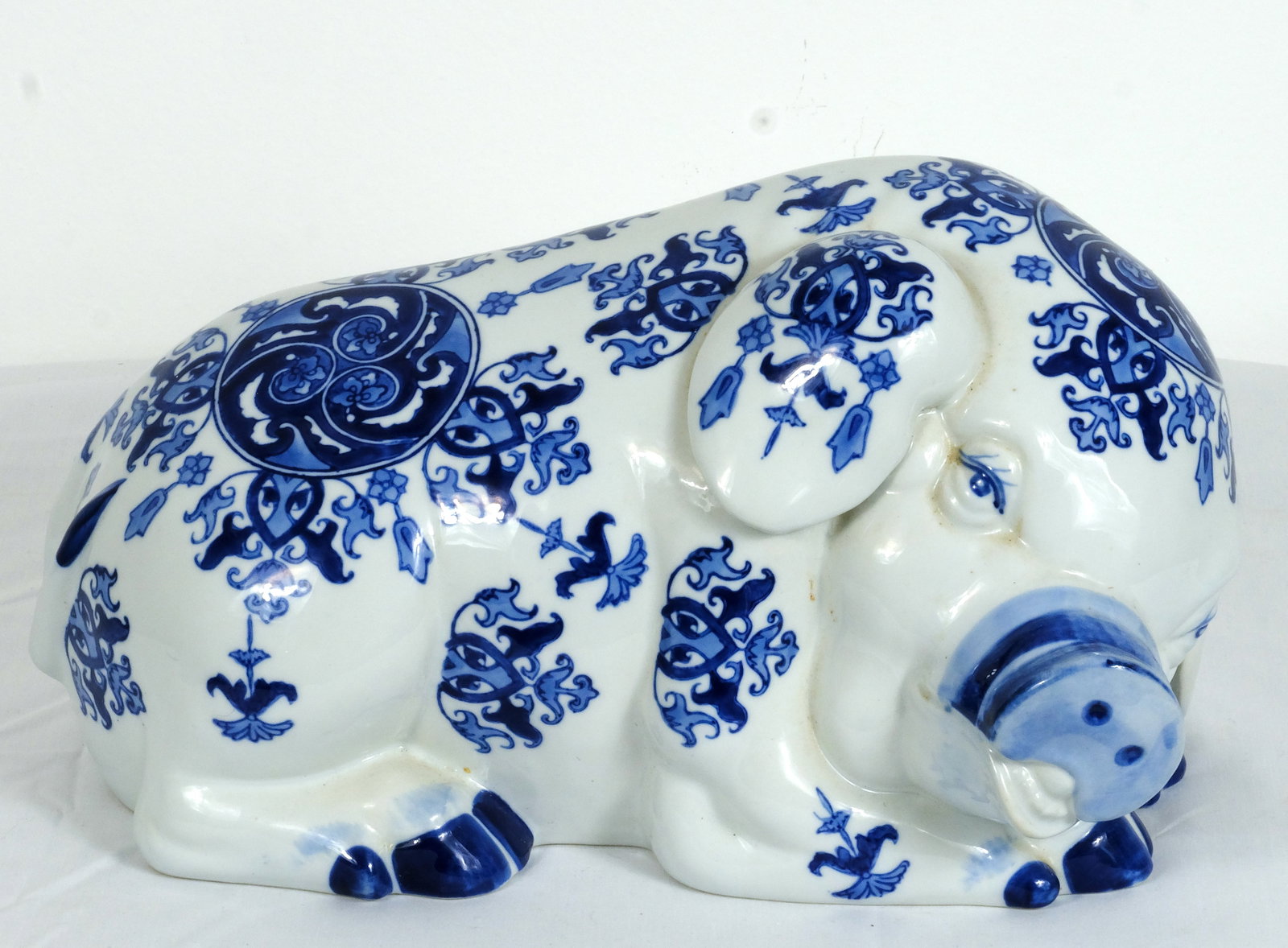 Delft Piglet: Porcelain Delft Piglet H 6 5/8 x W 121/2 in.