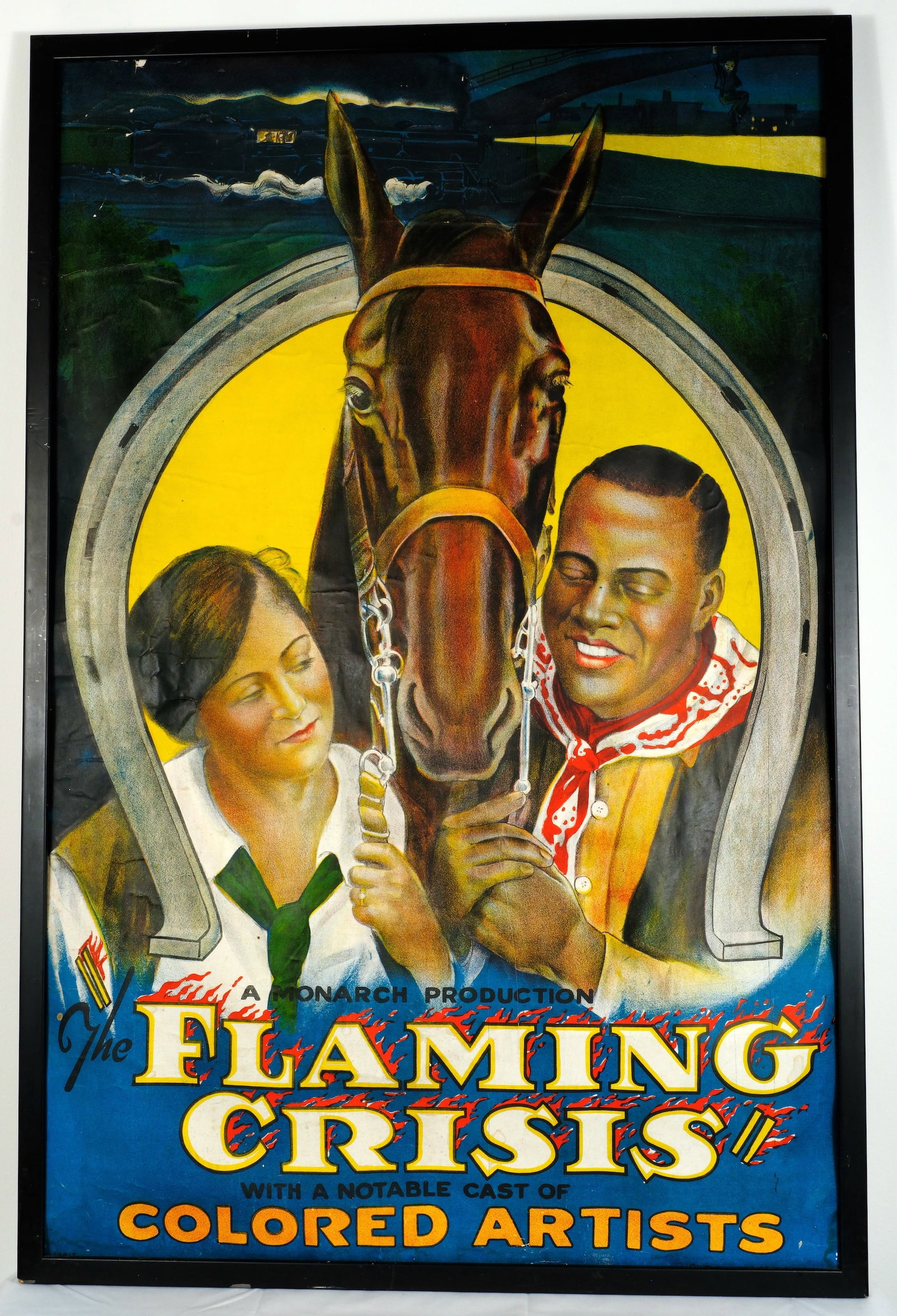 1924 Black actors Film poster: Antiques Black Actors poster titled “Flaming Crisis” Quigley Litho Co. Kansas City H 40 1/8 x W 26 1/8 in. (She