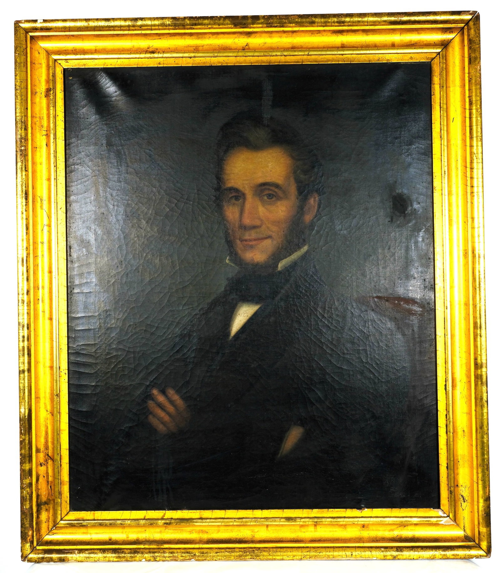 Isaac A. Harvey portrait: 19th century oil and canvas Portrait of Gentleman (He was a Friend of President Lincoln) H 30 x 25 in. (Stretcher) H 35 x 30 in. (Overall frame size)