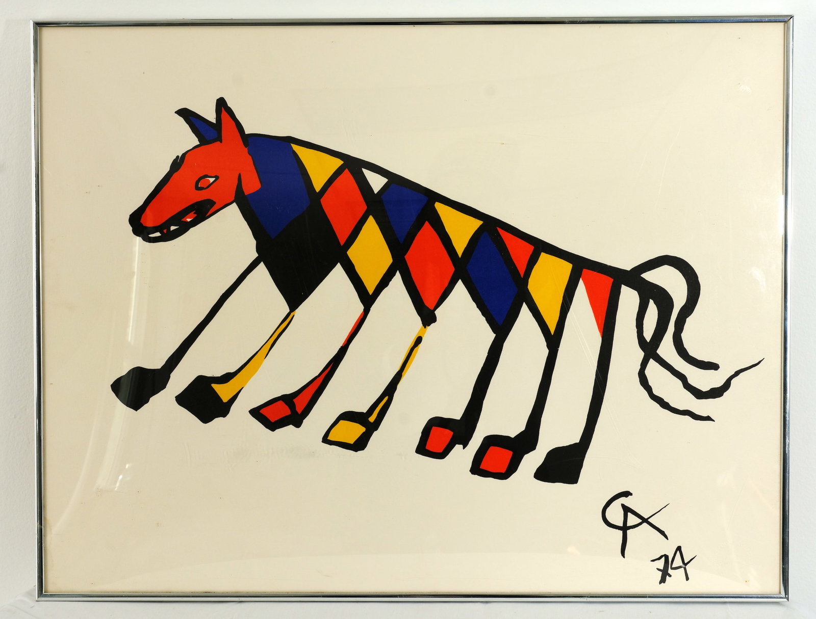 Alexander Calder lithograph: Alexander Calder1974 Airline promo lithograph H 19 5/8 x W 25 1/2 in. (Sight size) H 20 1/4 x W 26 1/8