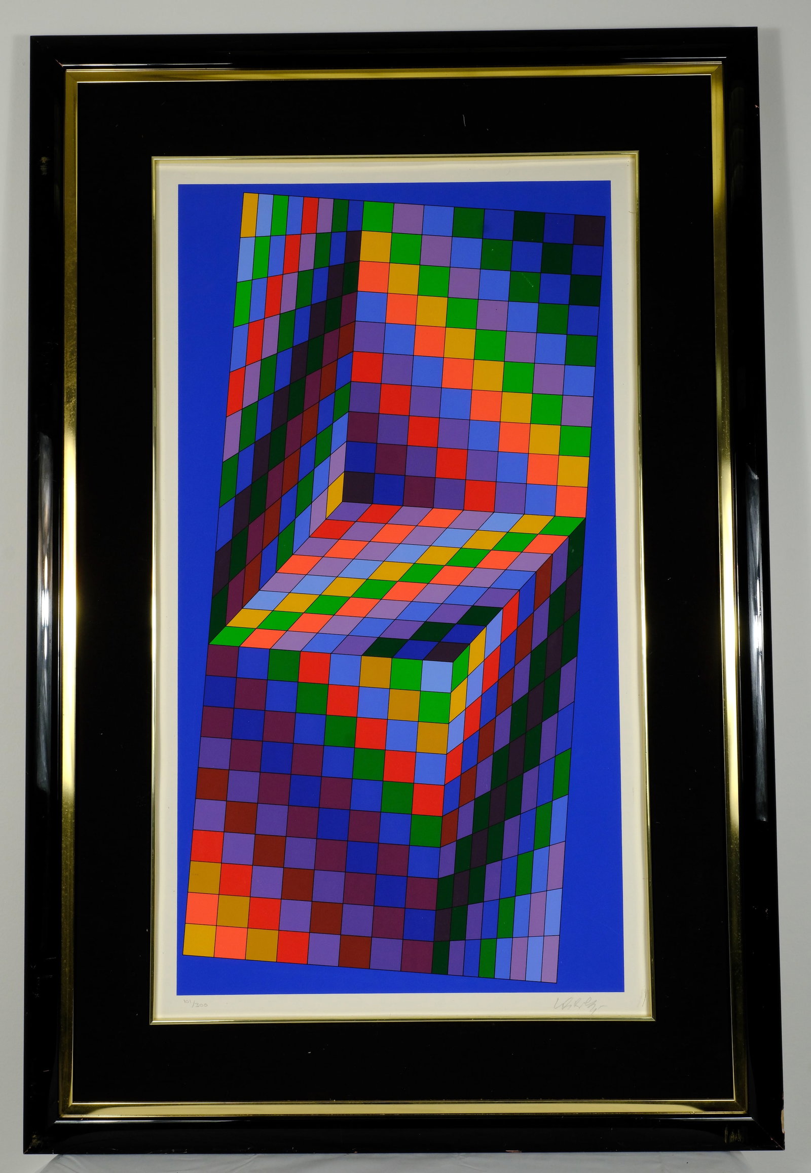 Victor Vasarely Prints: Victor Vasarely, French, Hommage a l’Hexagon Series H 35 1/2 x W 19 1/8 in. (Image size H 37