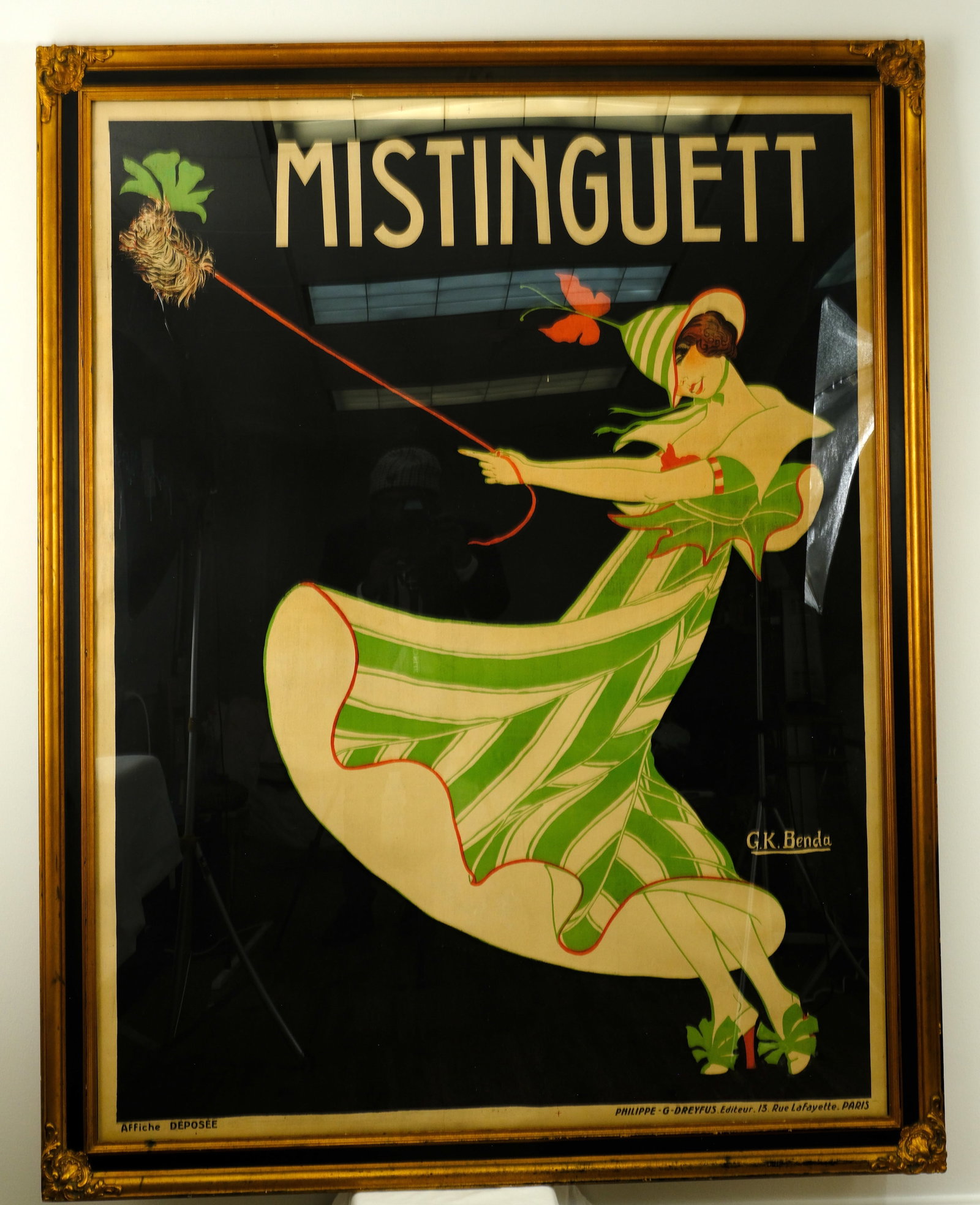 Mistinguett, Poster: Large French Poster, Mistinguett, Black + Gold Frame H 59 7/8 x W 45 1/2 in. (Sight size H 66 3/4 x 51 5/8