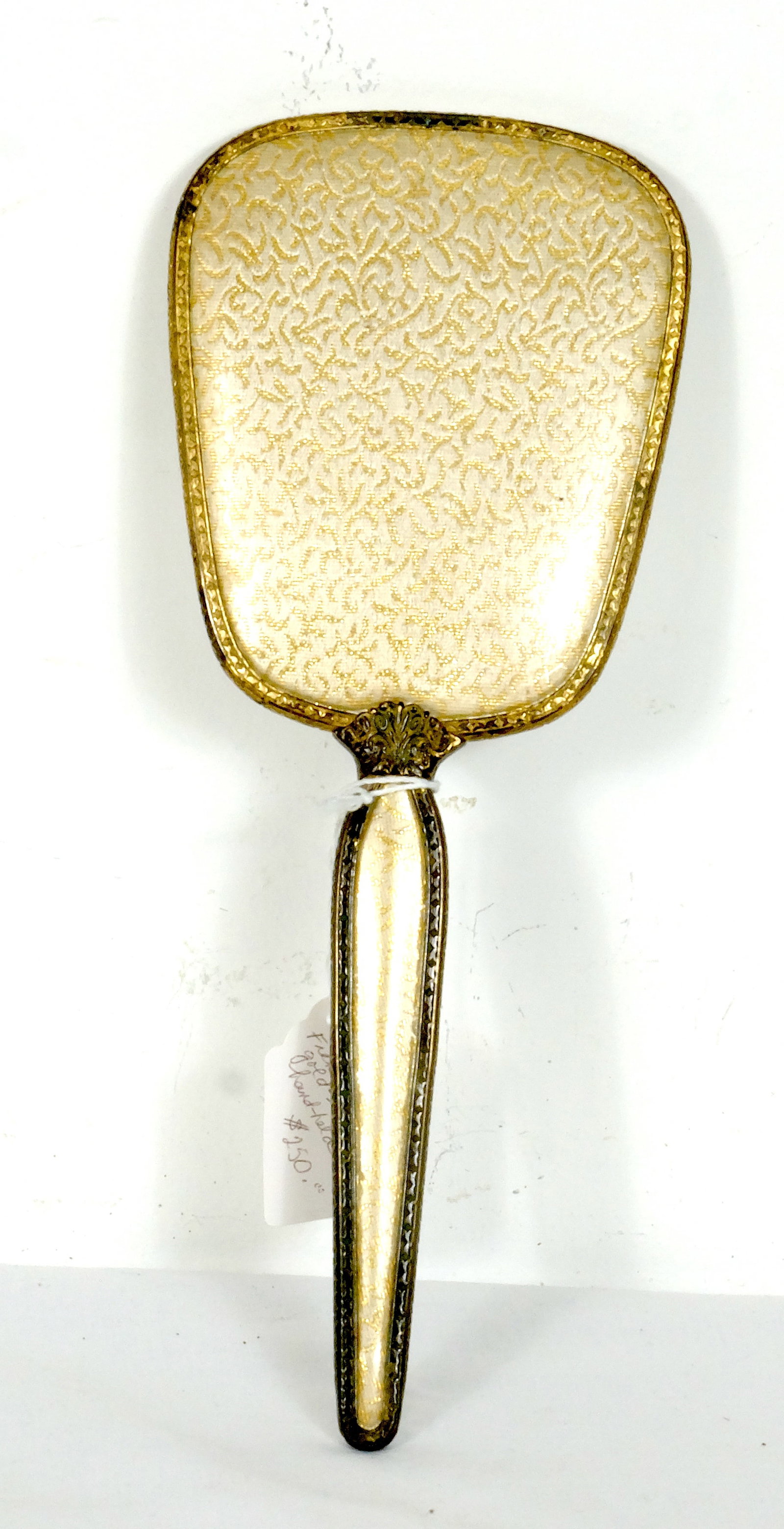 Sterling Silver Hand mirror: Antique Gilded French hand-held mirror Length 12 1/8 x W 4 5/8 in.