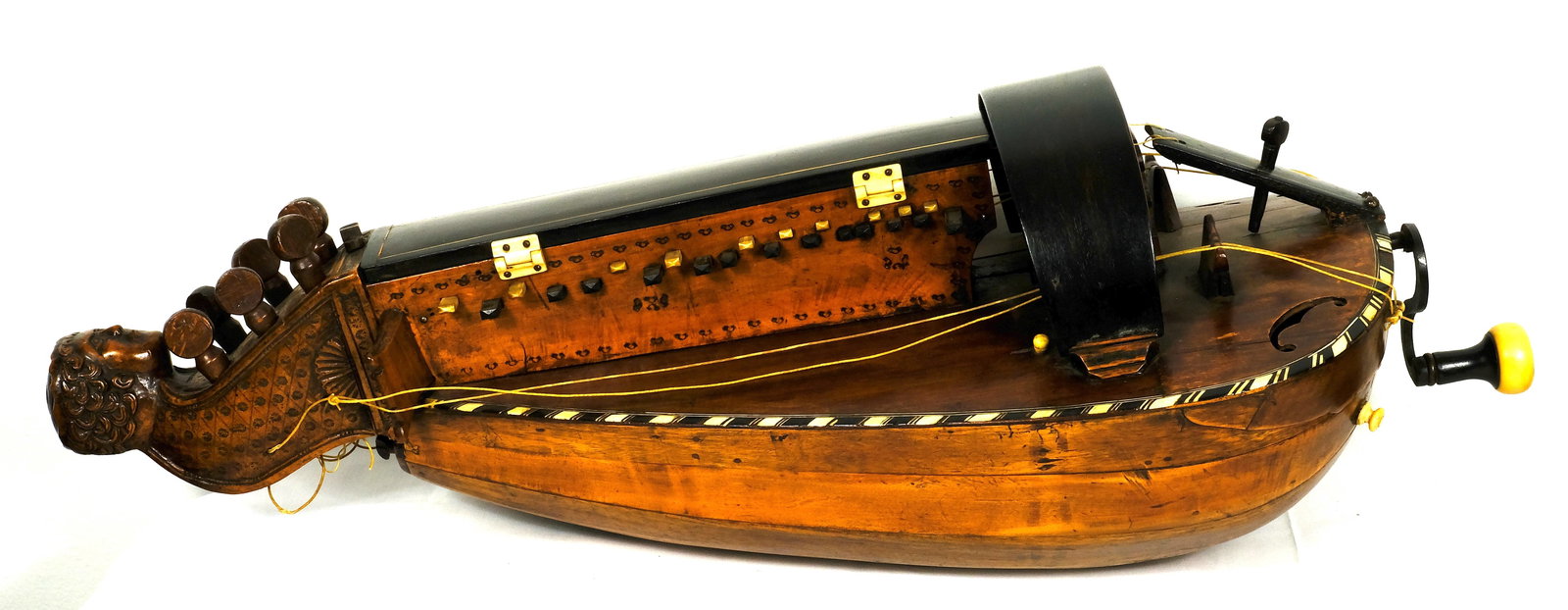 Medieval Hurdy Gurdy musical instrument: Antique French Medieval Musical instrument 29 inches Long by 12 inches wide and 9 inches deep