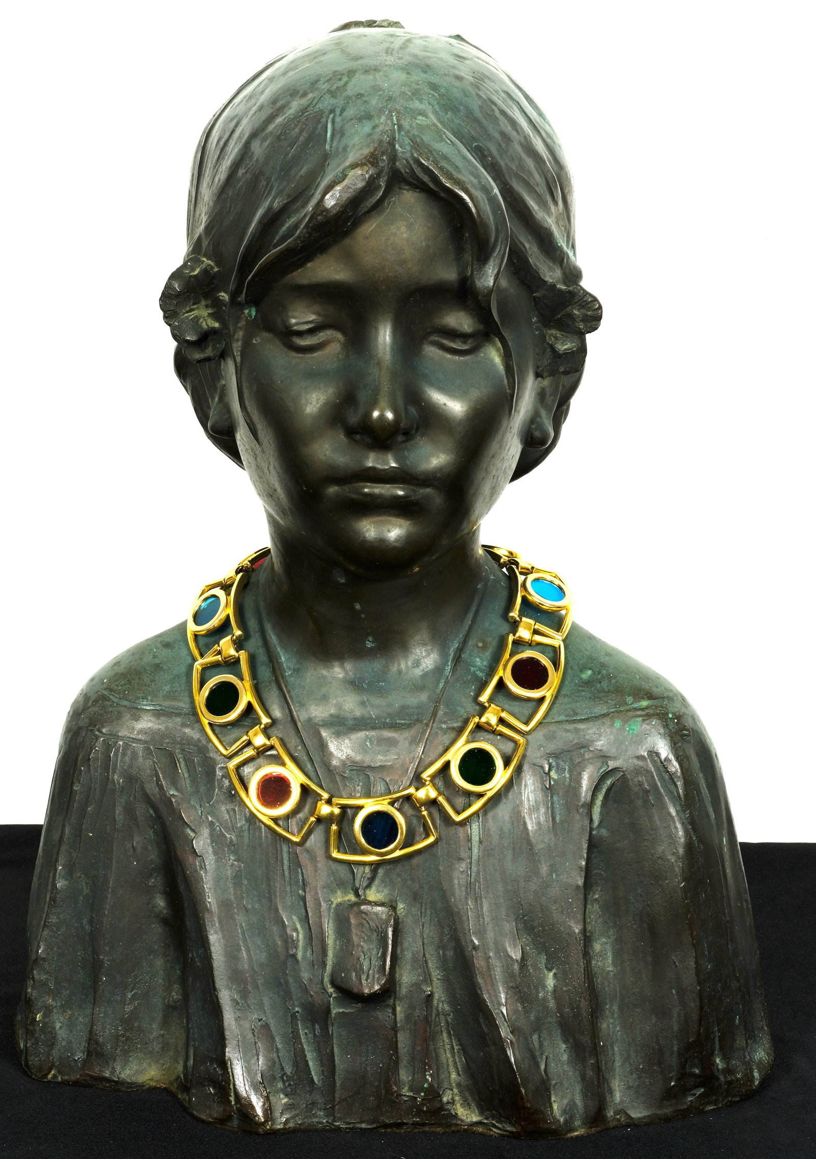 Metal and round colored Glass necklace: Metal and round colored Glass necklace Length 17 inches