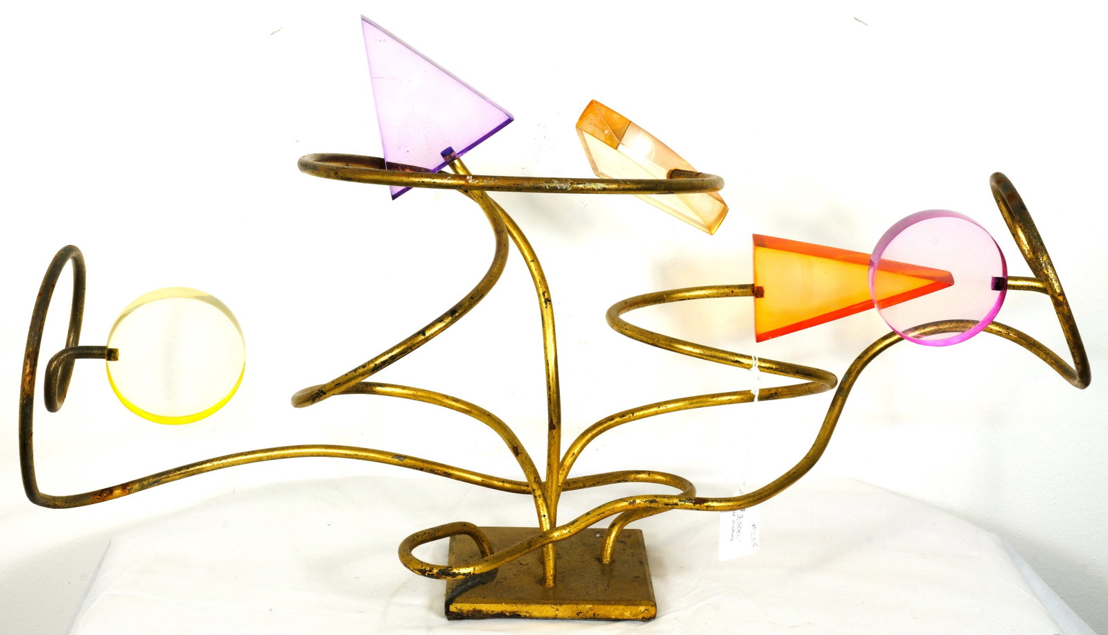 Mid Century Metal and Lucite geometric Sculpture: Mid Century Metal and Lucite Color geometric Sculpture 32 inches Long by 17 1/2 inches Tall by 13 1/2 inches deep