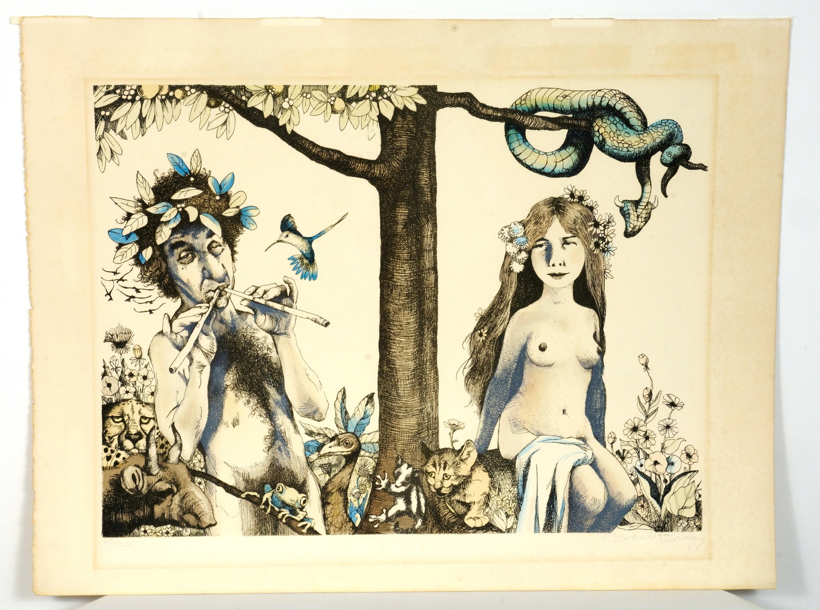 Charles Bragg (1931-2017) Adam and Eve Garden Of Eden Lithograph (1 of 1)