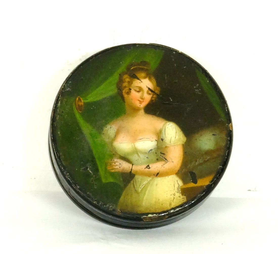 Antique handpainted tobacco Erotica wooden Box (1 of 4)
