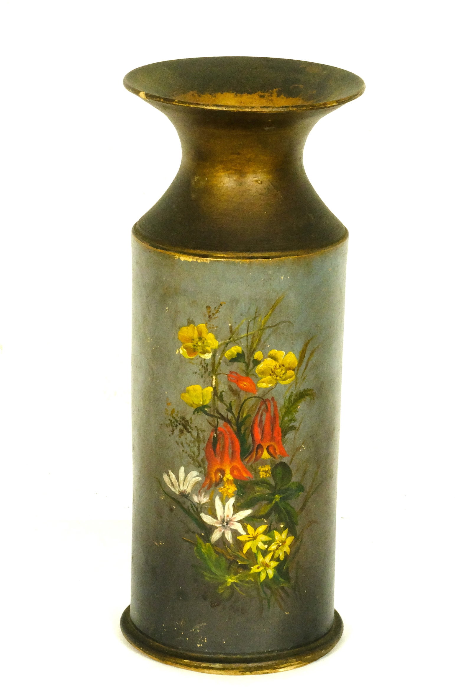 Antique Hand painted terra-cotta Vase (1 of 2)