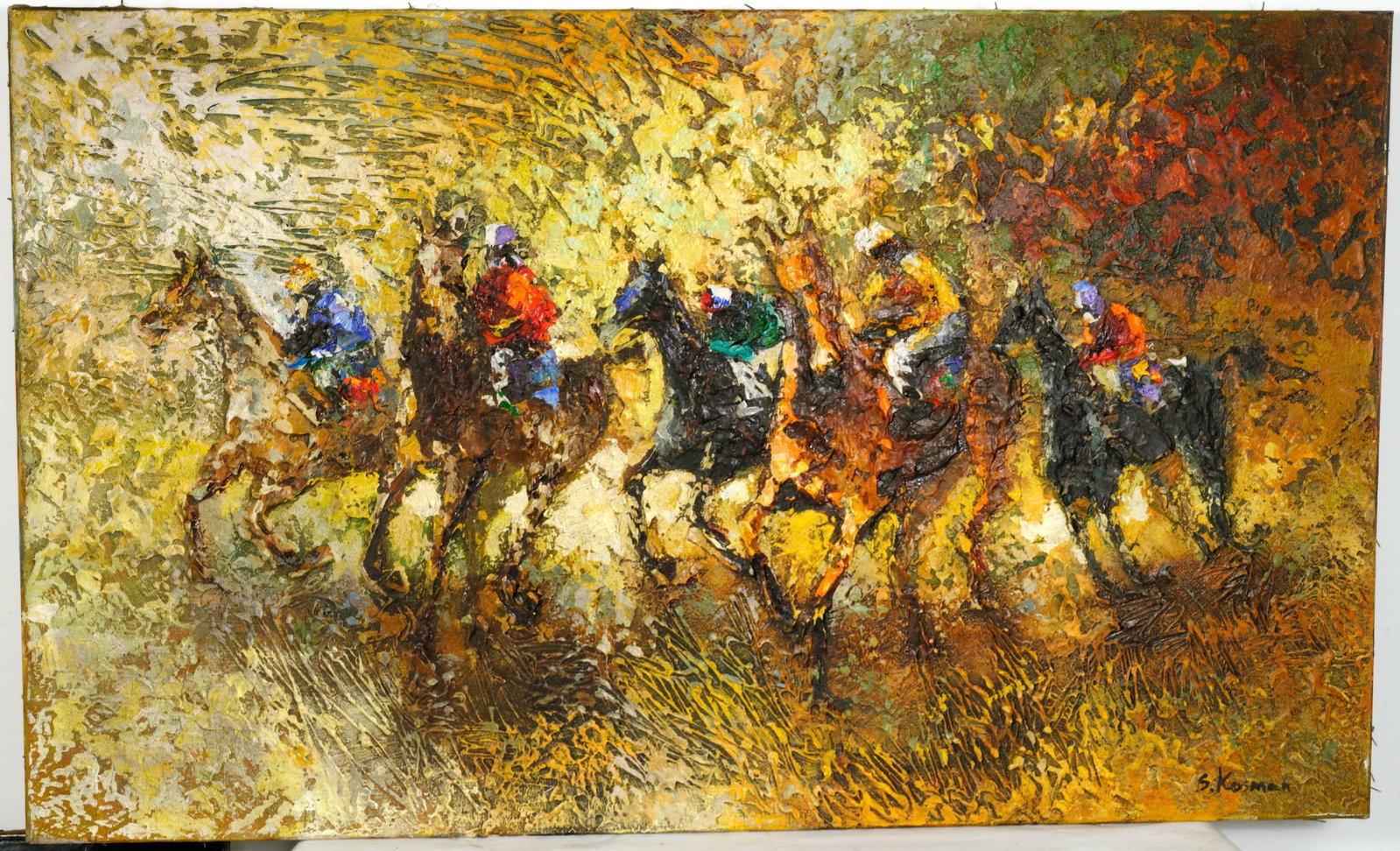 Shaul Kosman oil on Canvas painting: Shaul Kosman oil on Canvas painting of pollo match $0 inches by 24 inches