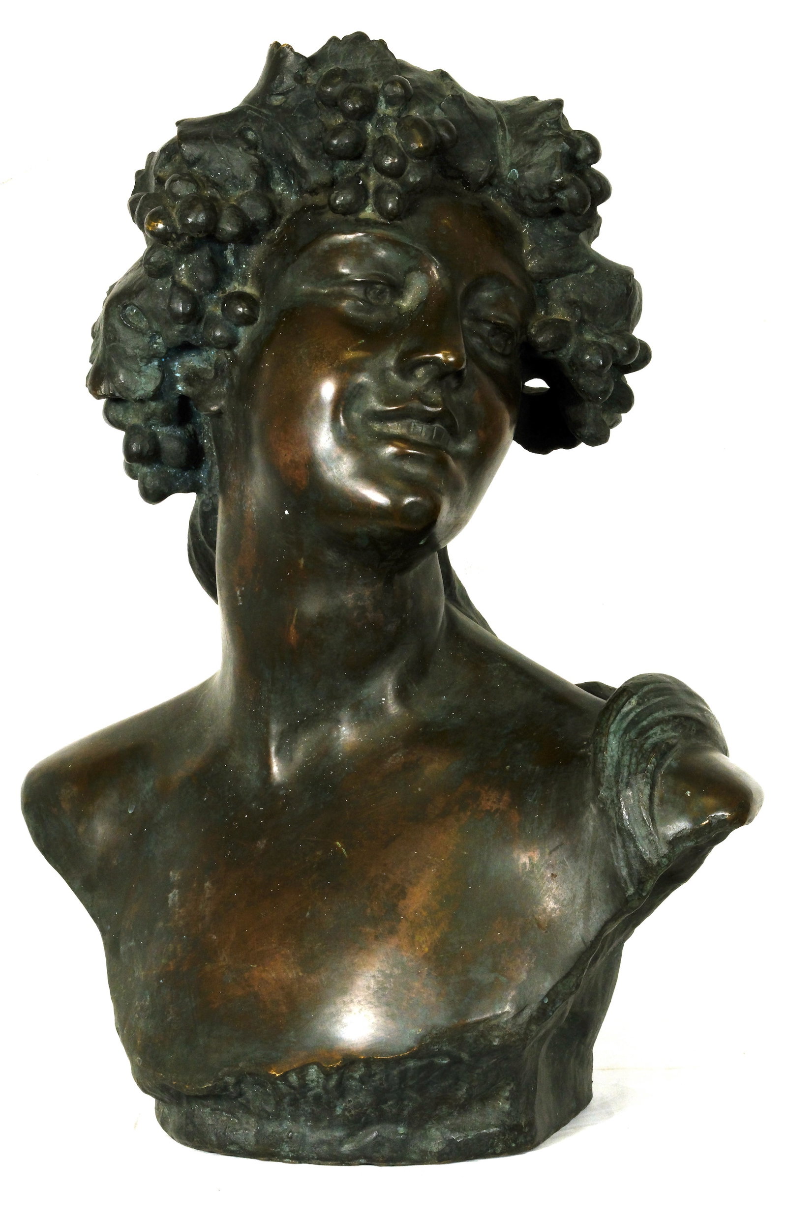 Large Jef Maria Thomas Lambeaux (1852-1908) bronze Female Buste de Bacchante: Large Jef Maria Thomas Lambeaux (1852-1908) bronze Female Buste de Bacchante. 22 1/2 inches tall by 16 inches wide by. 11 inches deep