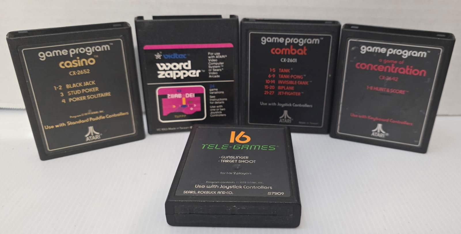 Atari 2600 Game Lot (5) Combat, Casino, Word Zapper + More (1 of 13)