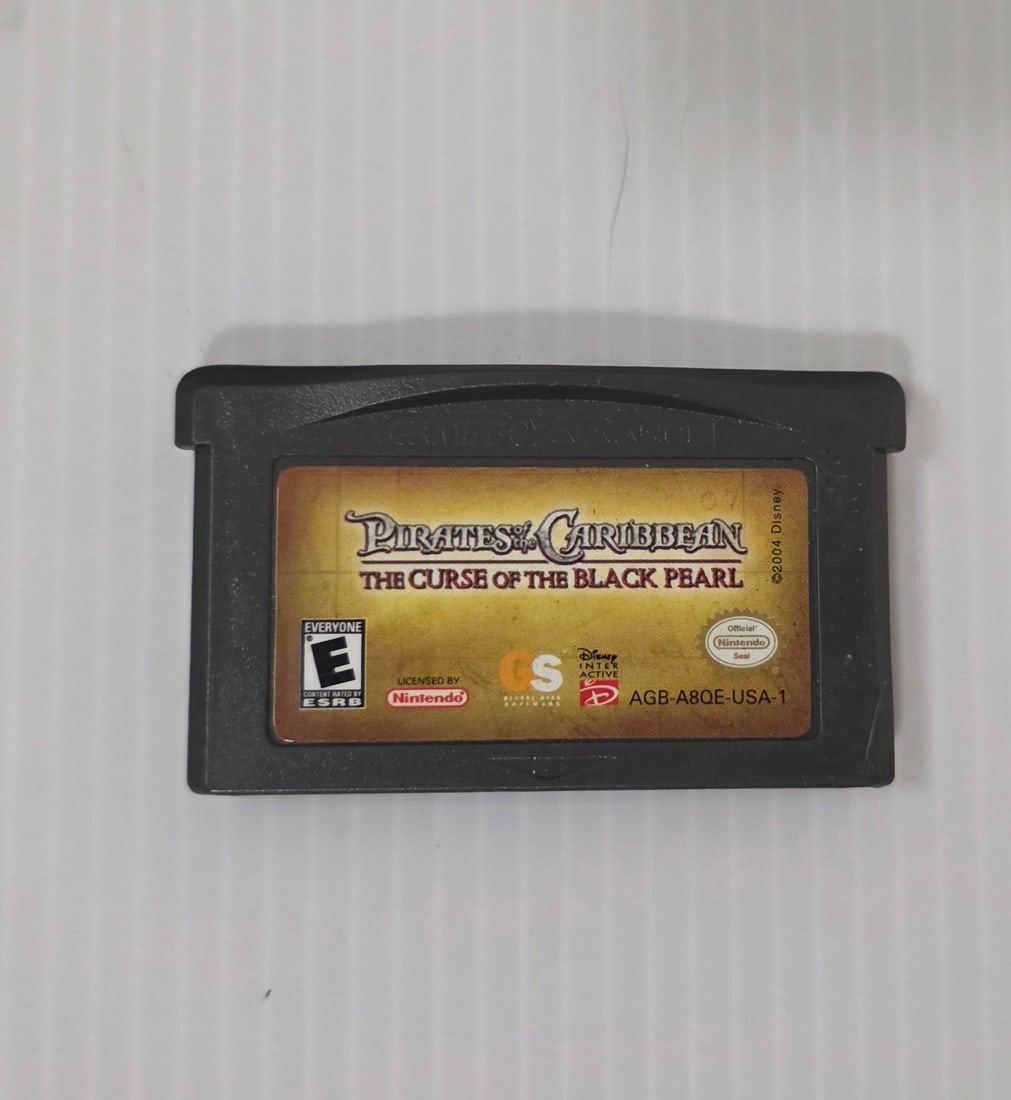Nintendo Game Boy Advance Pirates of the Caribbean Black Pearl GBA: Nintendo Game Boy Advance game cartridge: Pirates of the Caribbean The Curse of the Black Pearl. The back has writing as shown in the photos. Loose cartridge only. This preowned item shows wear