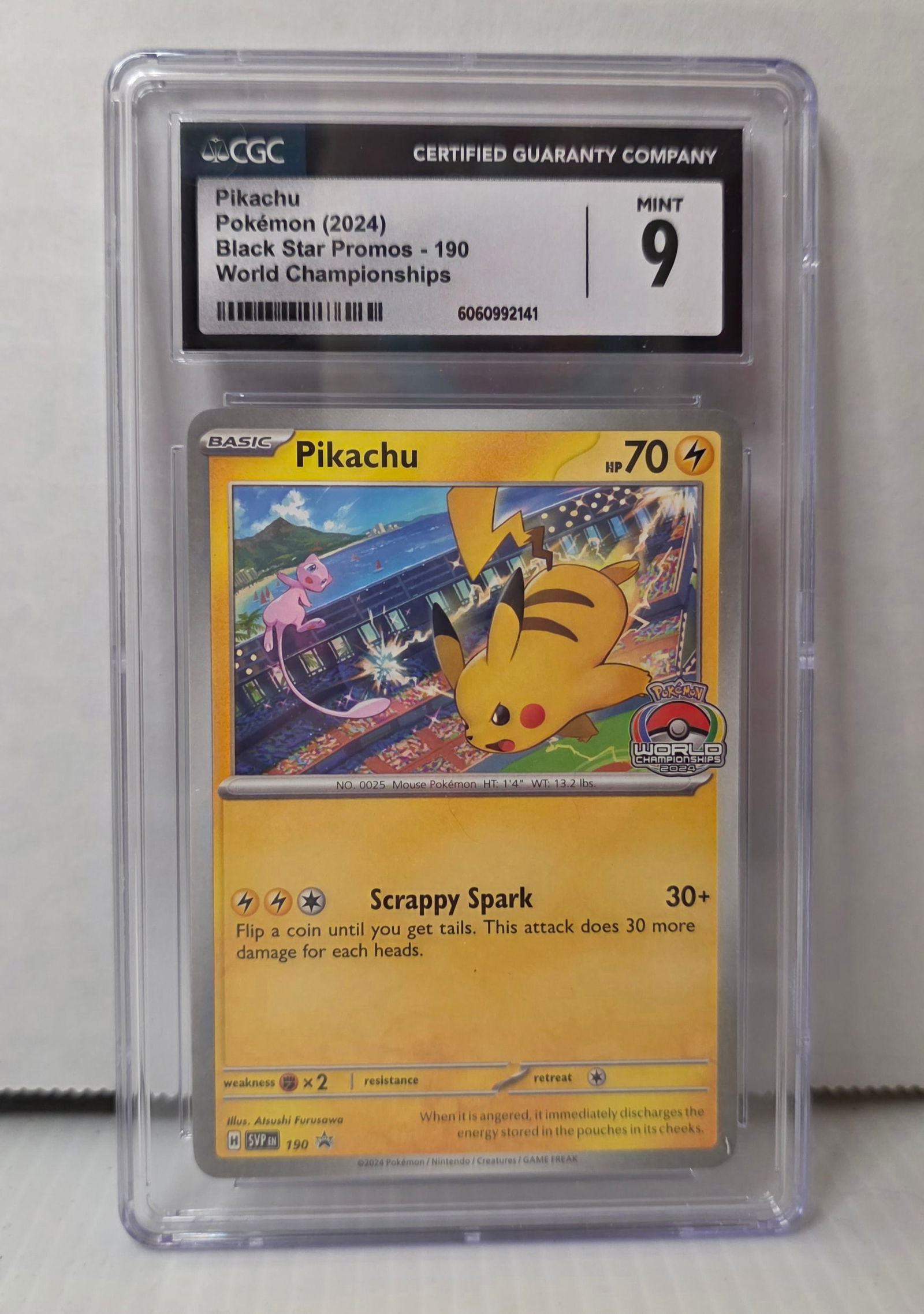 CGC Mint 9 Pikachu Pokemon (2024) Black Star Promo 190 World Champs (1 of 7)