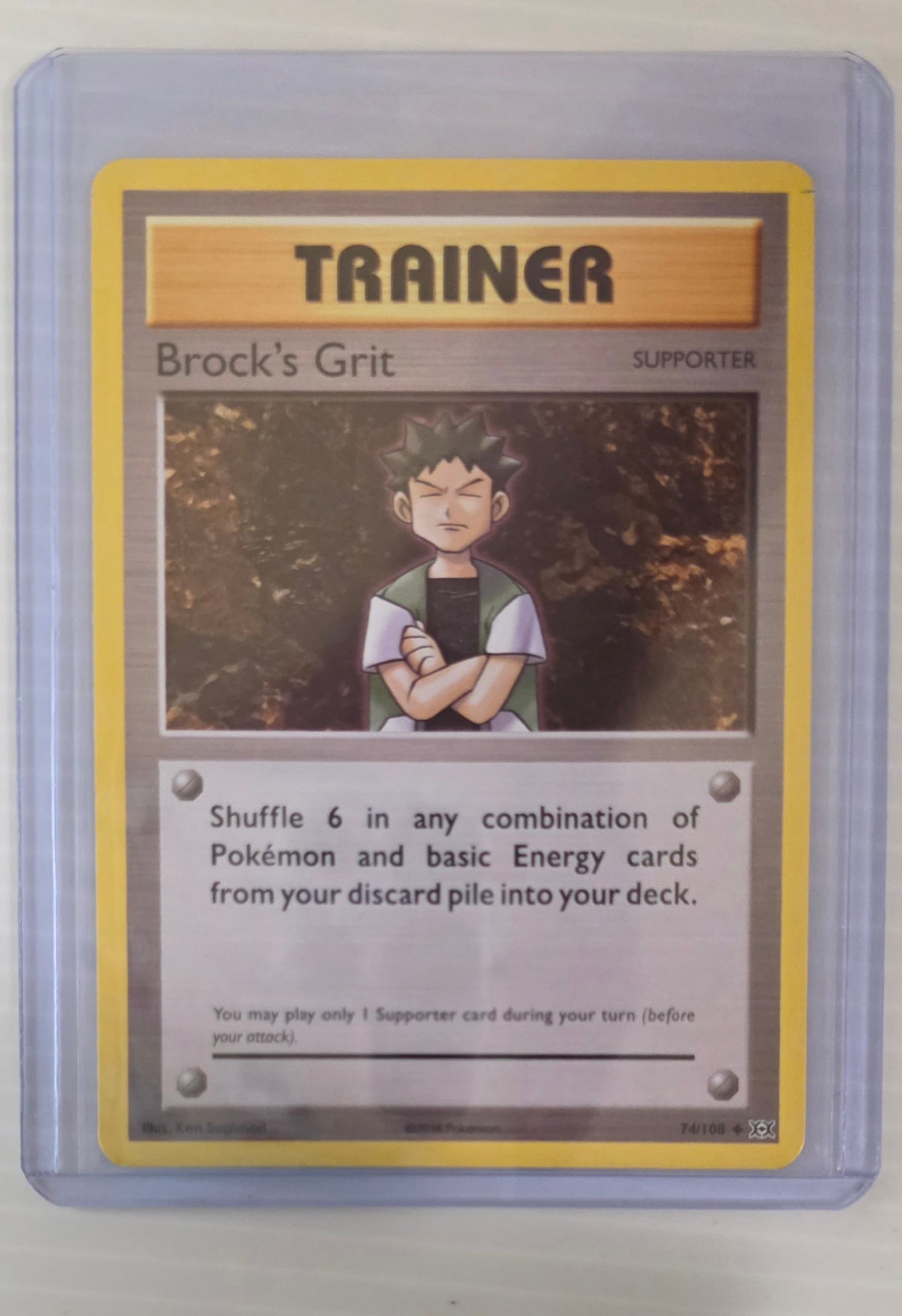 Brocks Grit Trainer Supporter 74/108 (XY Evolutions) Raw Pokemon Card in Top Loa (1 of 4)
