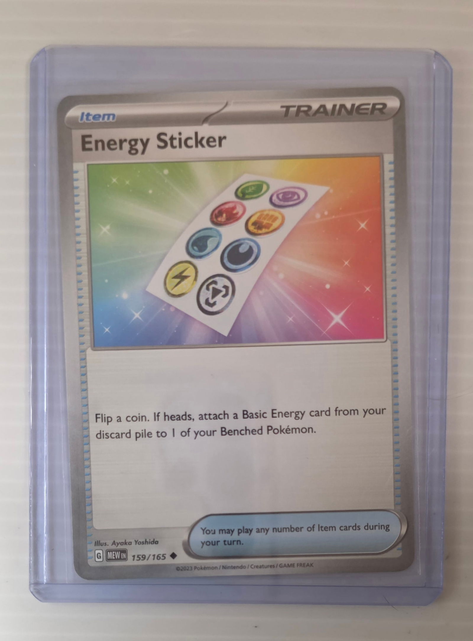 Energy Sticker Trainer Item 159/165 Pokemon 151 Raw Pokemon Card in Top Loader (1 of 4)