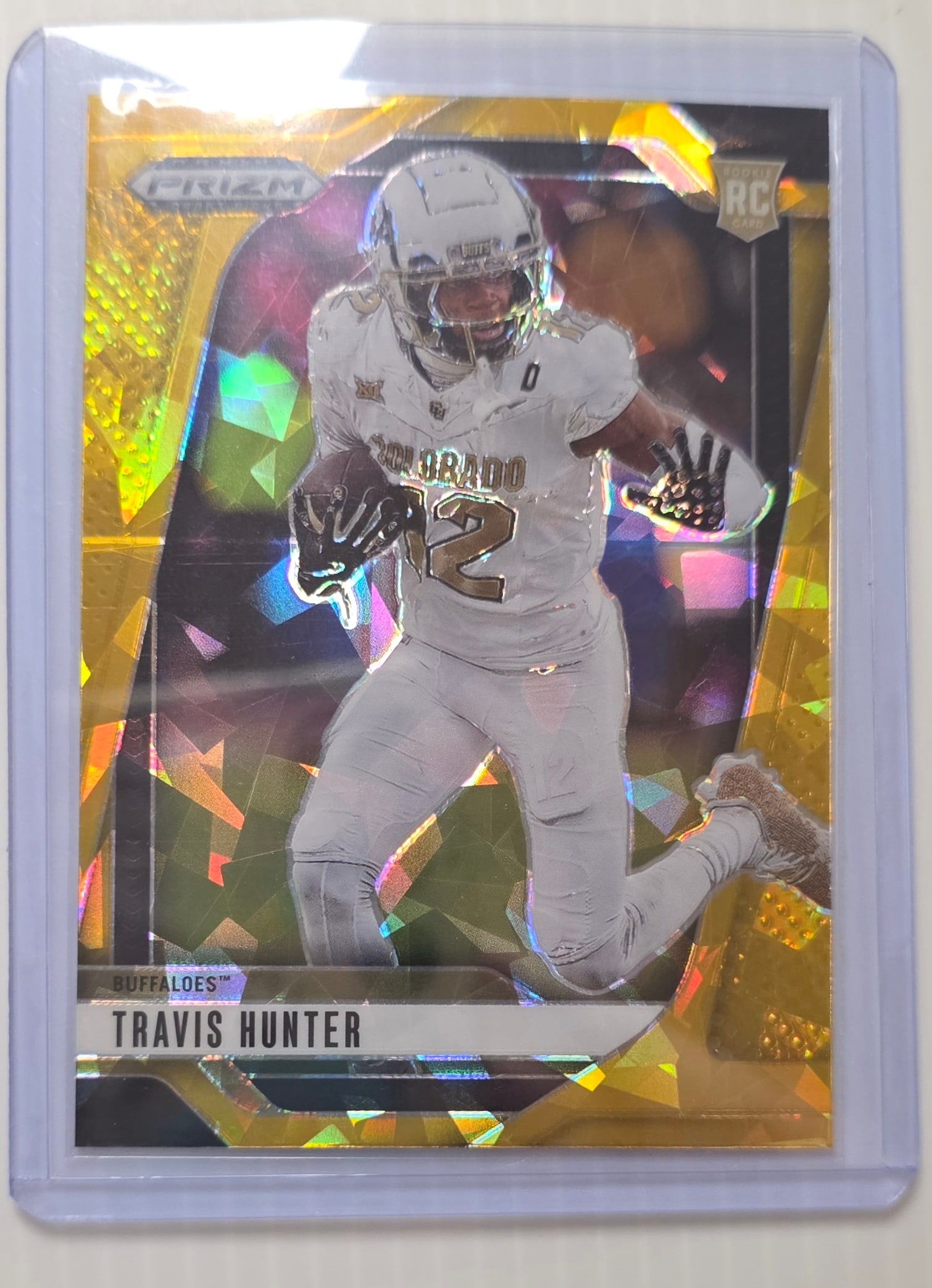 2025 Panini Prizm Draft Picks Travis Hunter Gold Prizm RC Colorado Buffaloes Rookie Card (1 of 3)