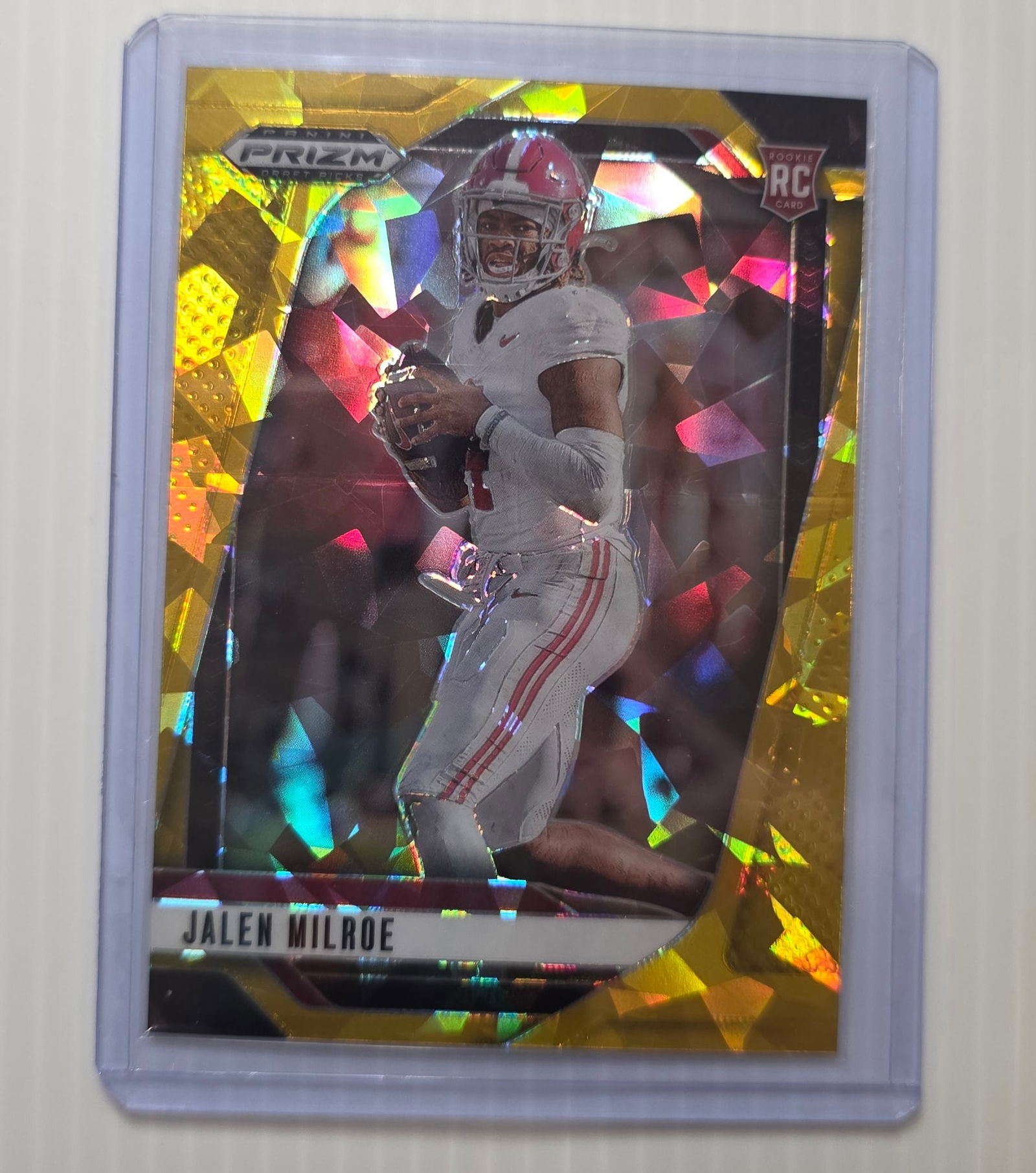 2025 Panini Prizm Draft Picks Jalen Milroe Gold Prizm RC Alabama Crimson Tide Rookie Card (1 of 3)