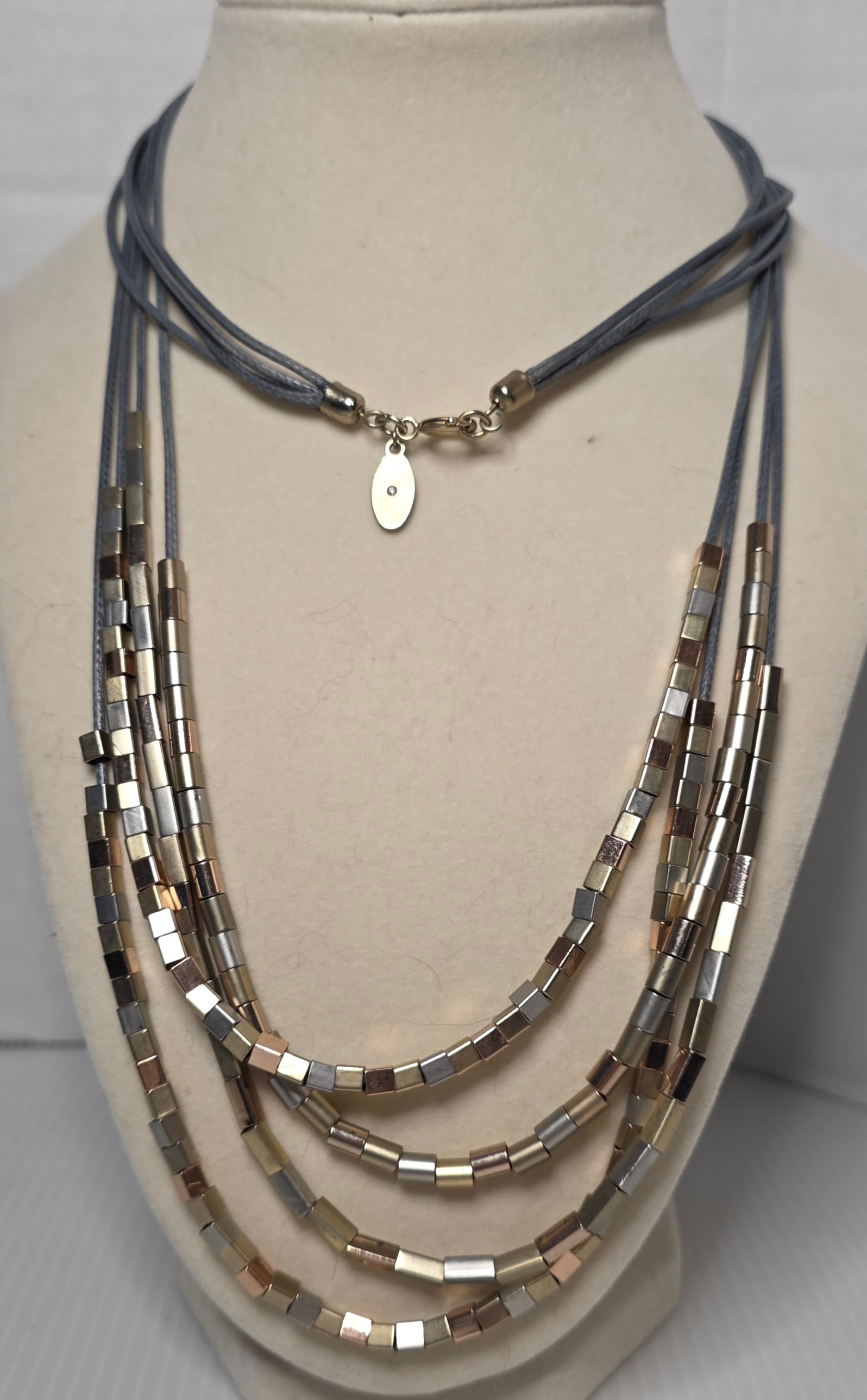 LOFT Outlet Multi Strand Necklace Mixed Metal Tone Layered Statement (1 of 6)