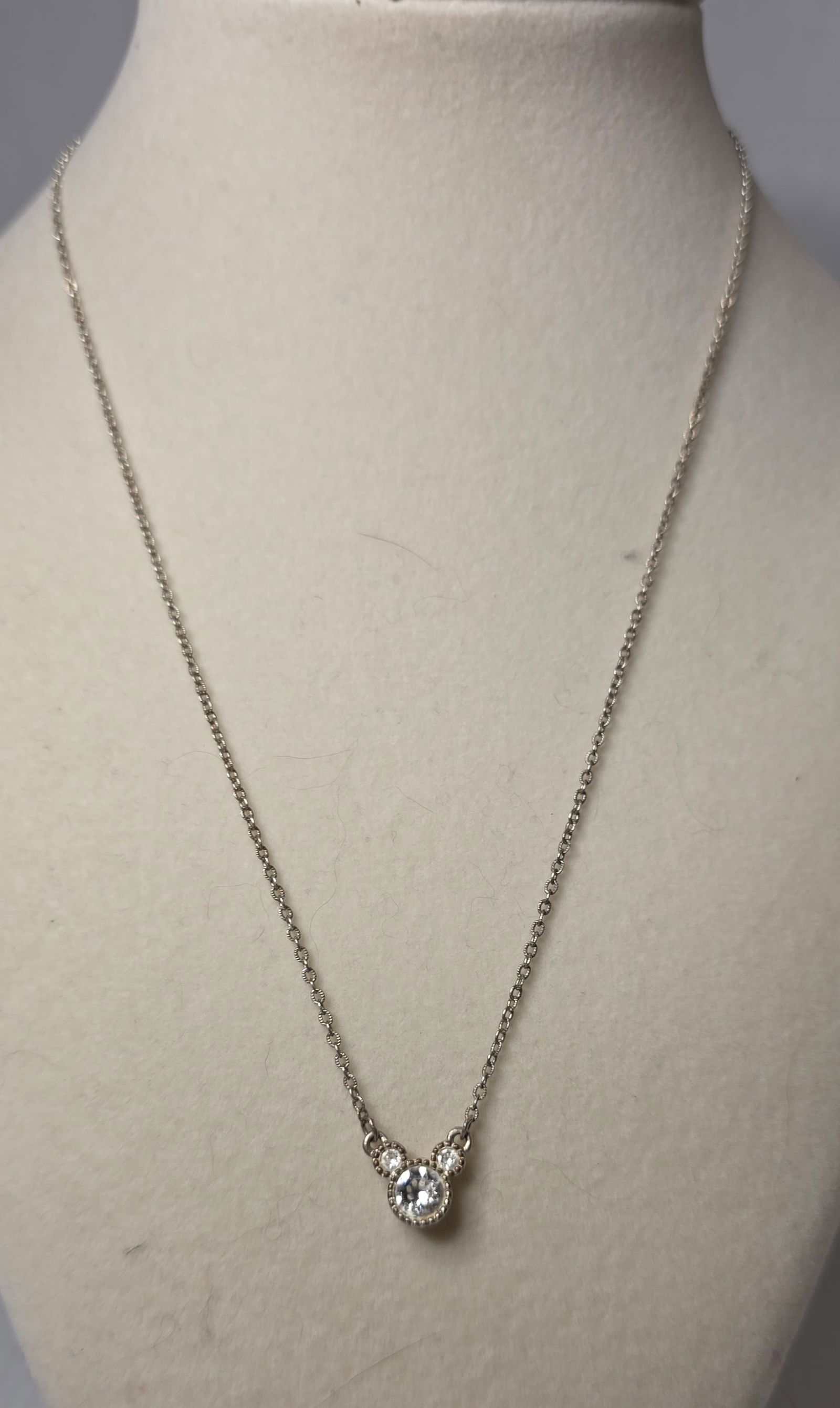 Disney Mickey Mouse Necklace Silver Tone Crystal Pendant Licensed Jewelry (1 of 7)