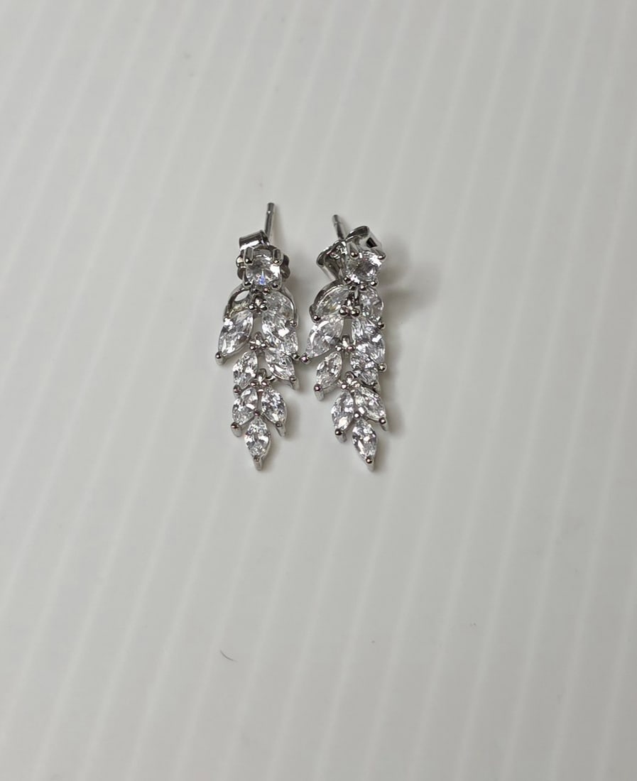 Sterling 925 Marquise Cut CZ Drop Earrings (1 of 7)